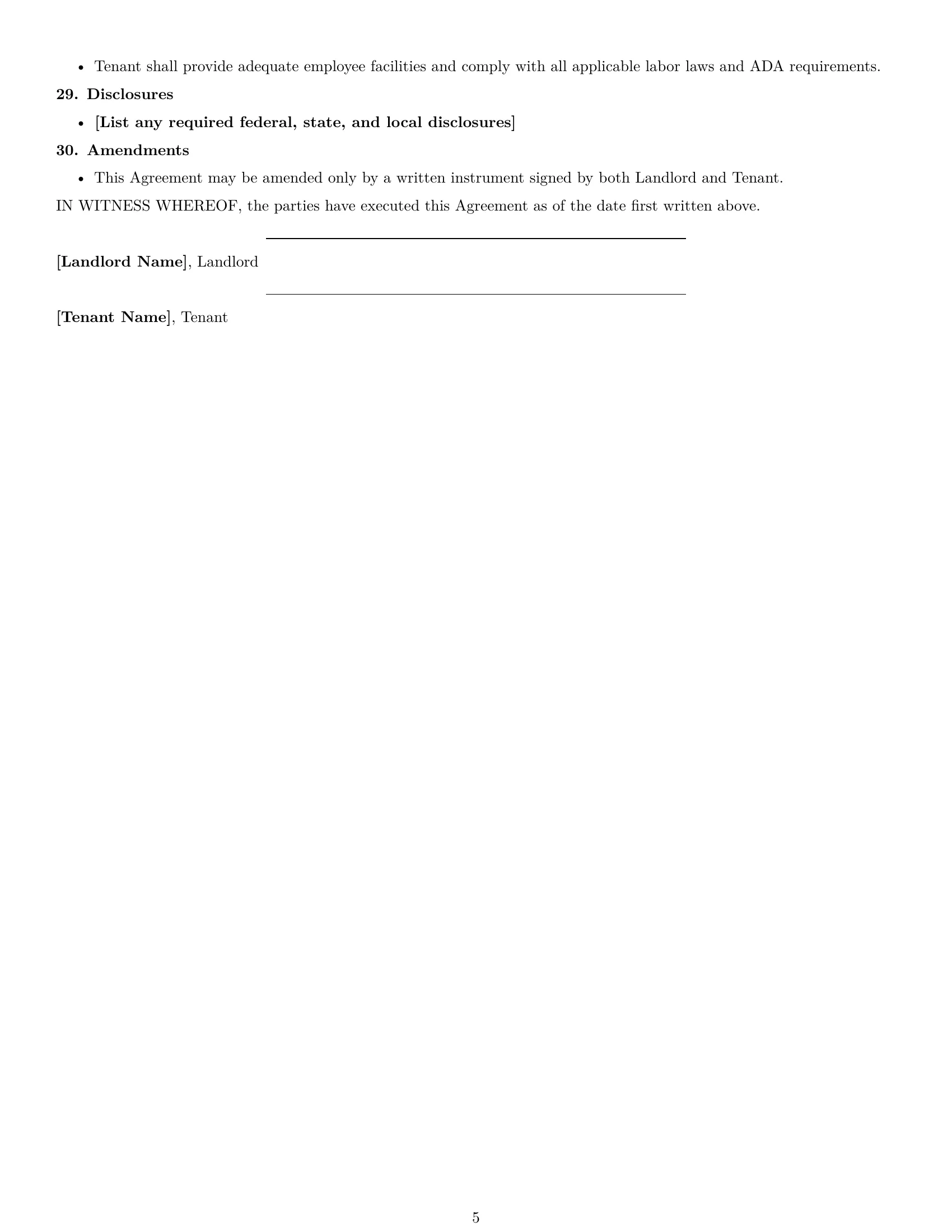 Preview page 5 of Free Pennsylvania restaurant lease agreement template