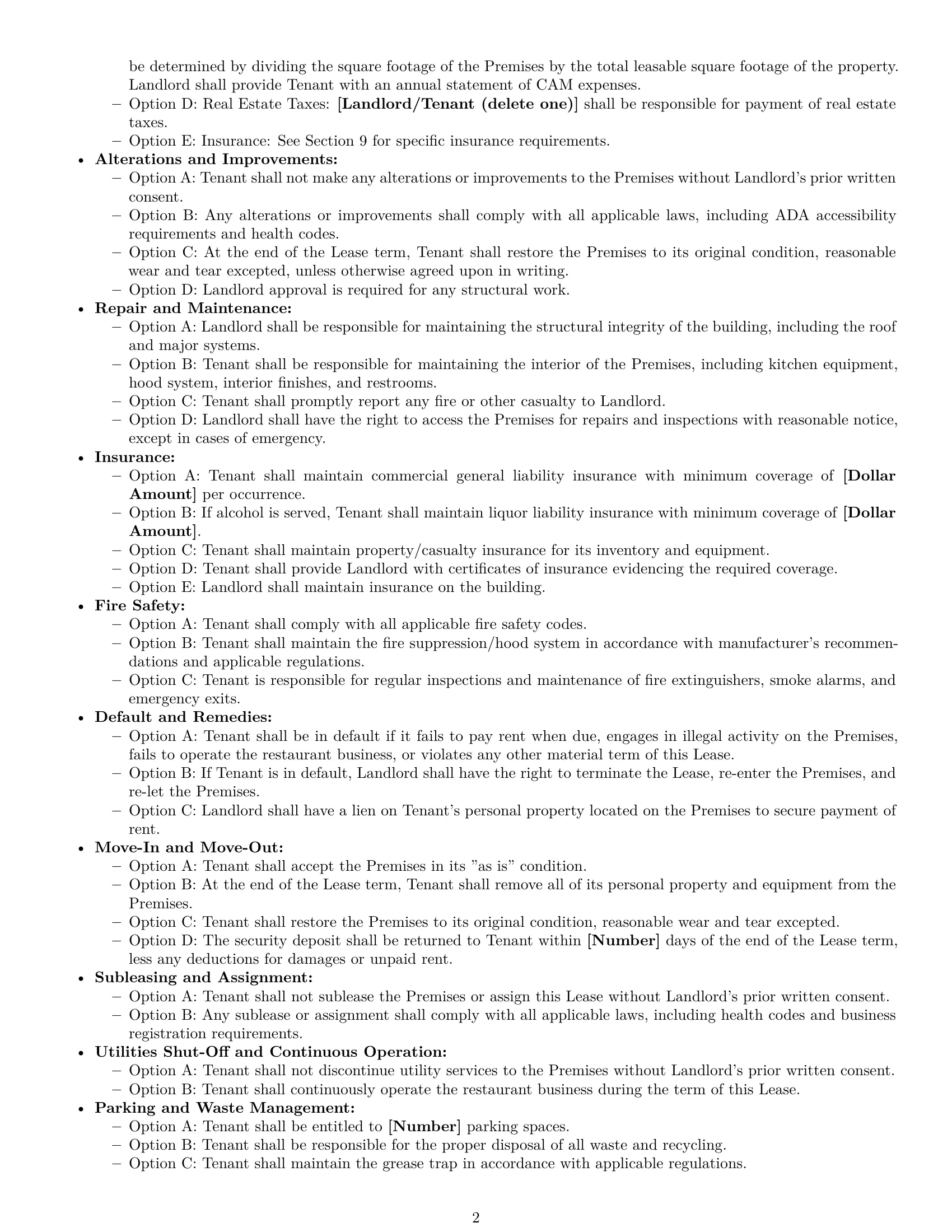 Preview page 2 of Free Virginia restaurant lease agreement template