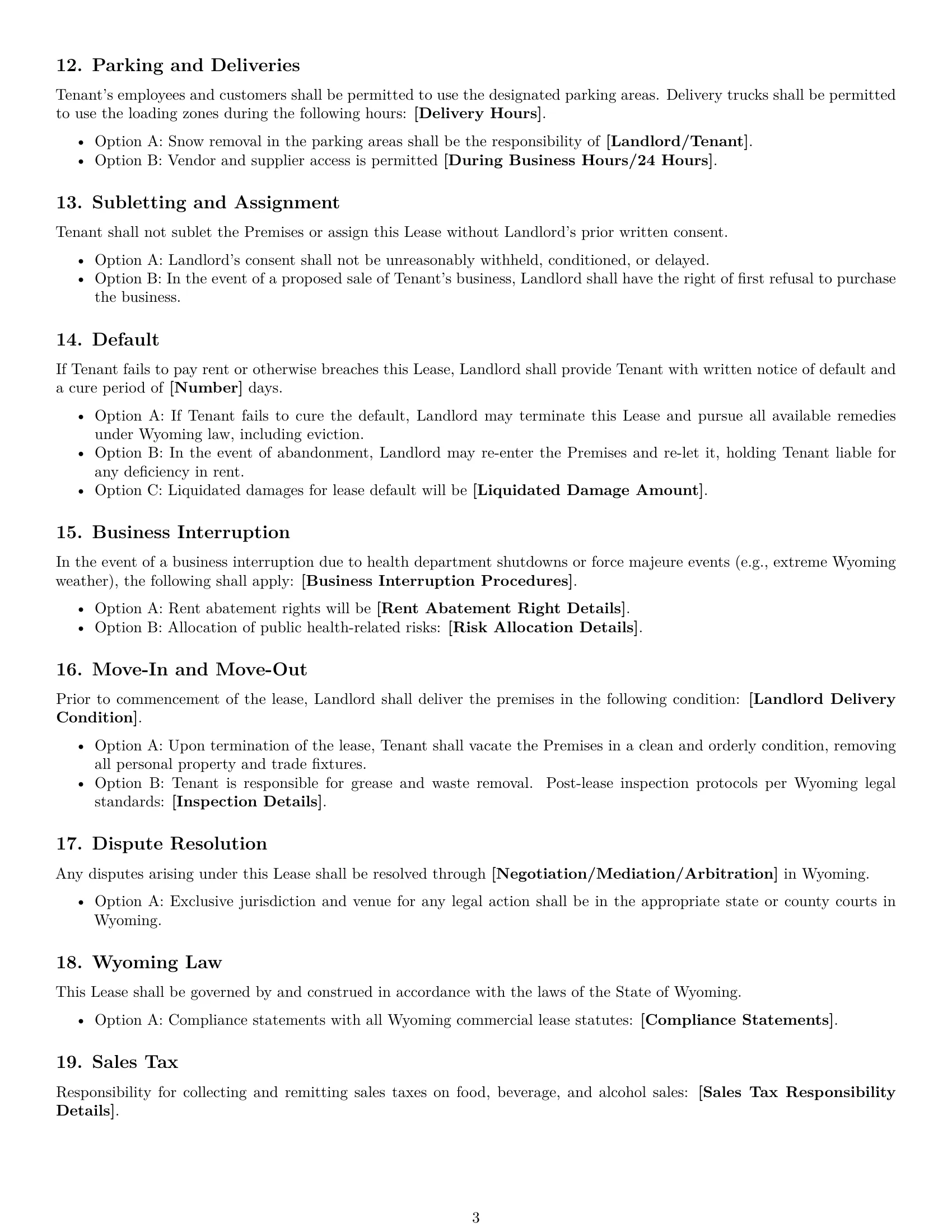 Preview page 3 of Free Wyoming restaurant lease agreement template