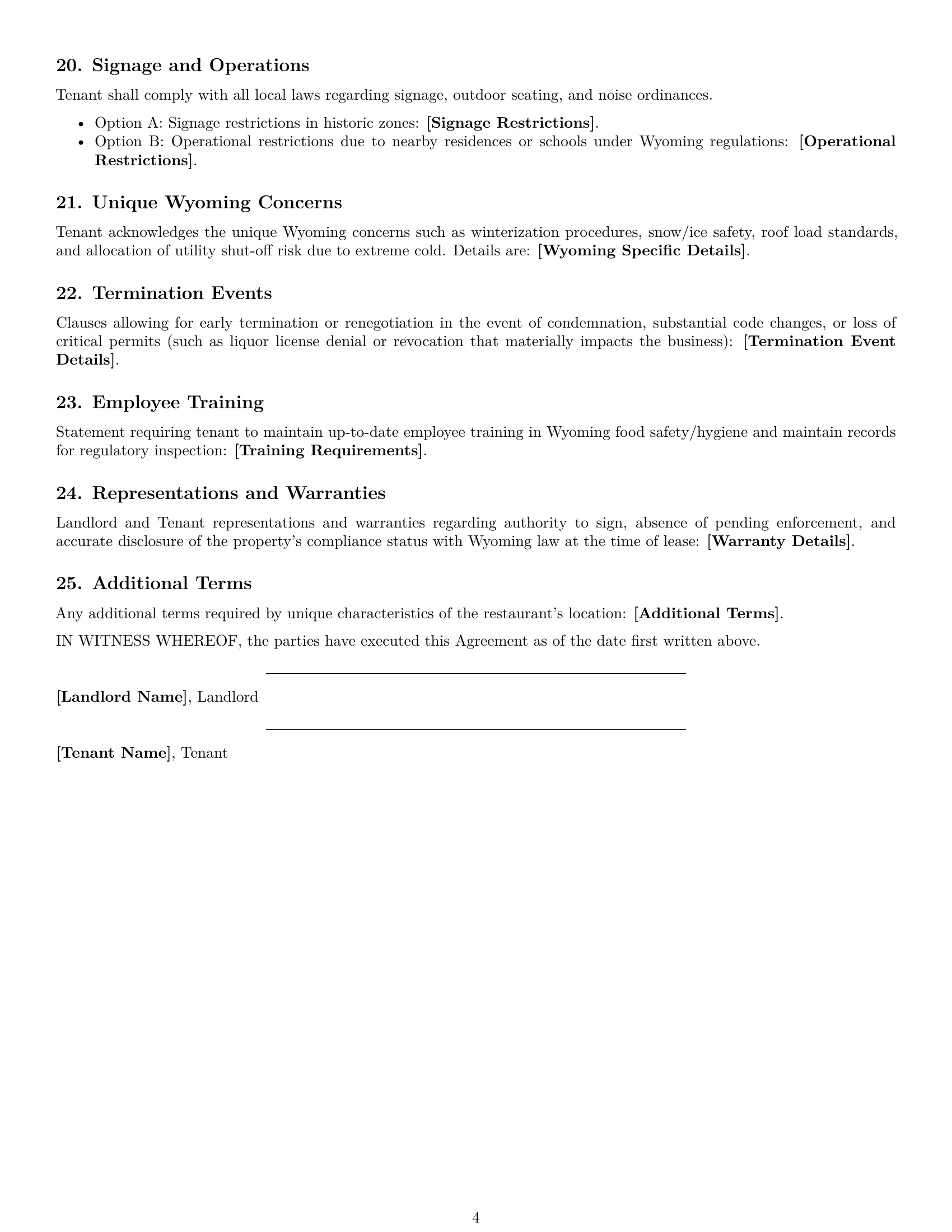 Preview page 4 of Free Wyoming restaurant lease agreement template