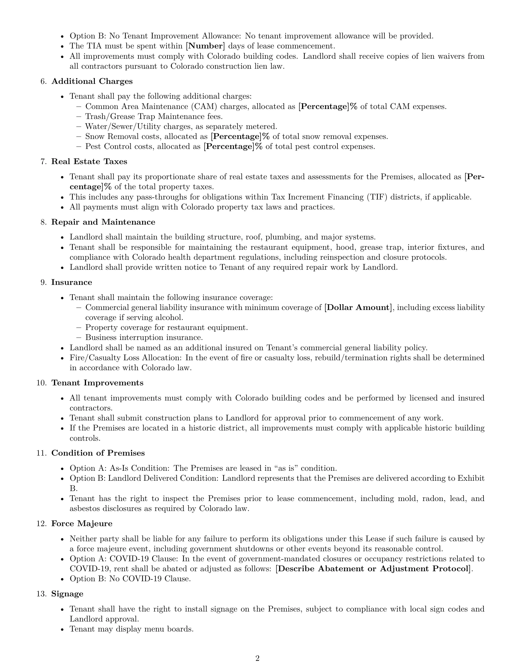 Preview page 2 of Free Colorado restaurant lease agreement template
