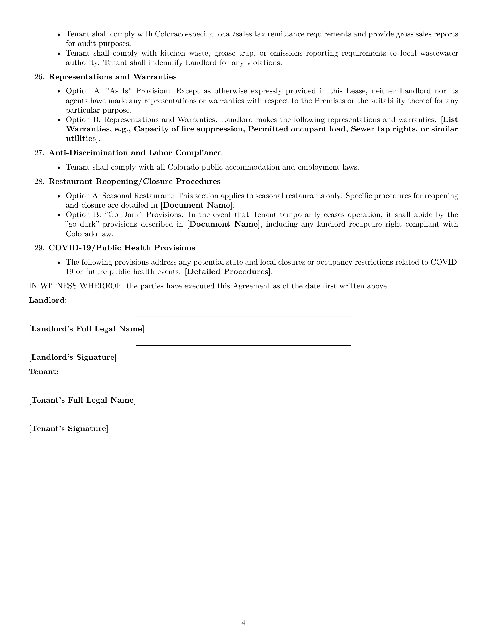 Preview page 4 of Free Colorado restaurant lease agreement template