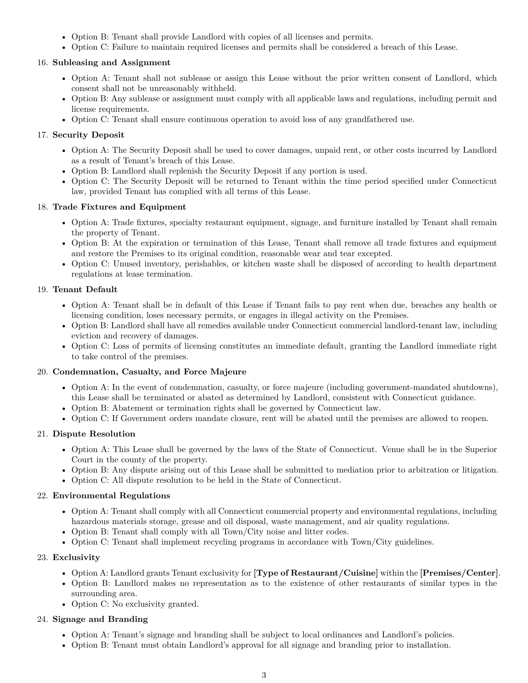 Preview page 3 of Free Connecticut restaurant lease agreement template