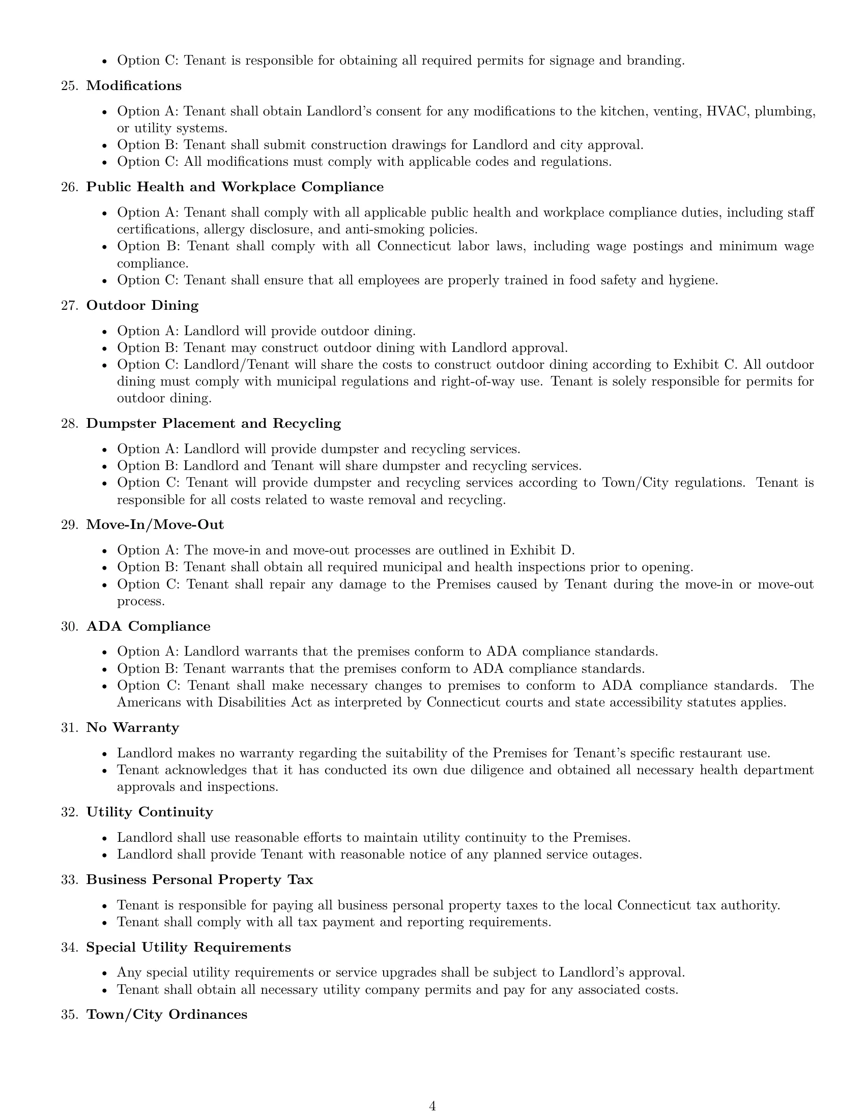 Preview page 4 of Free Connecticut restaurant lease agreement template