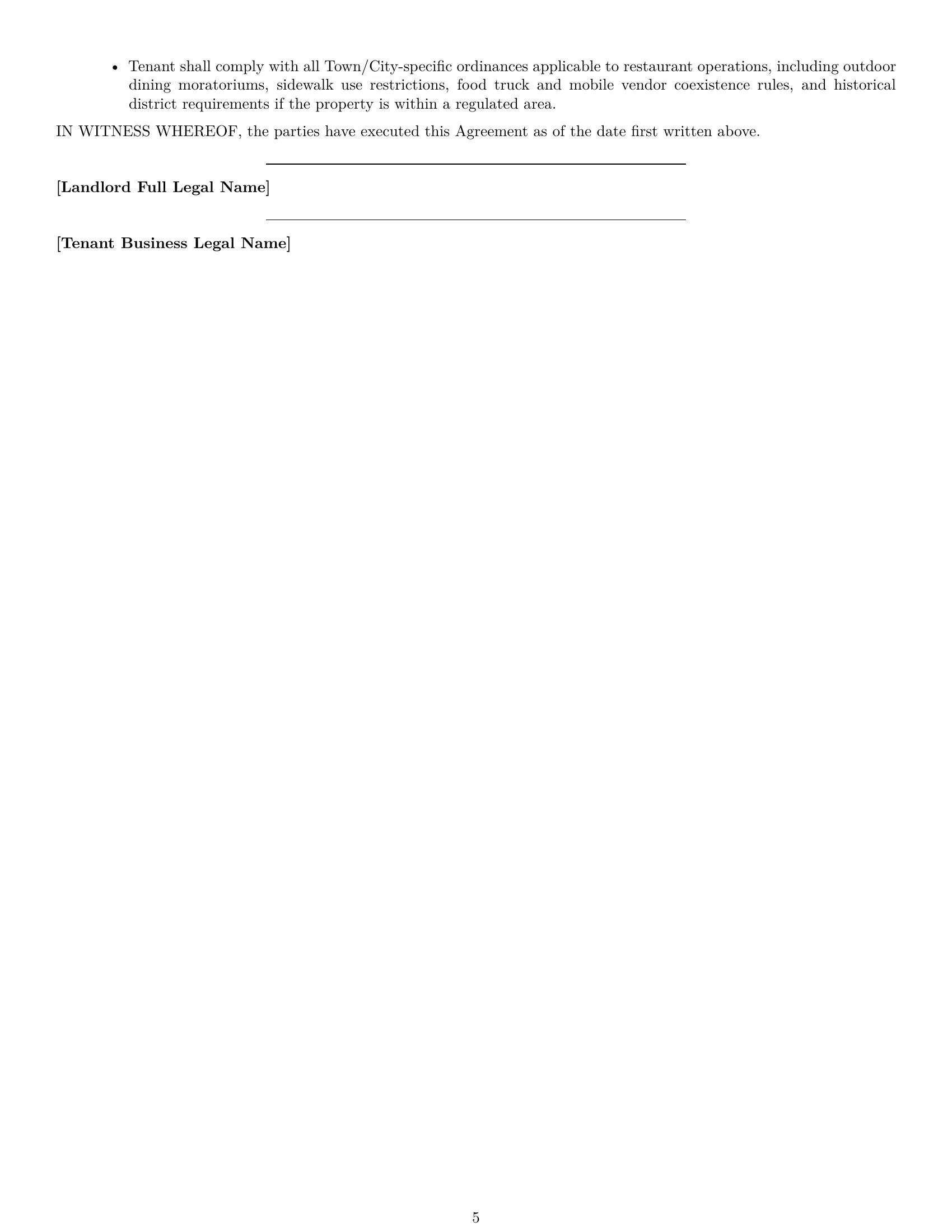 Preview page 5 of Free Connecticut restaurant lease agreement template