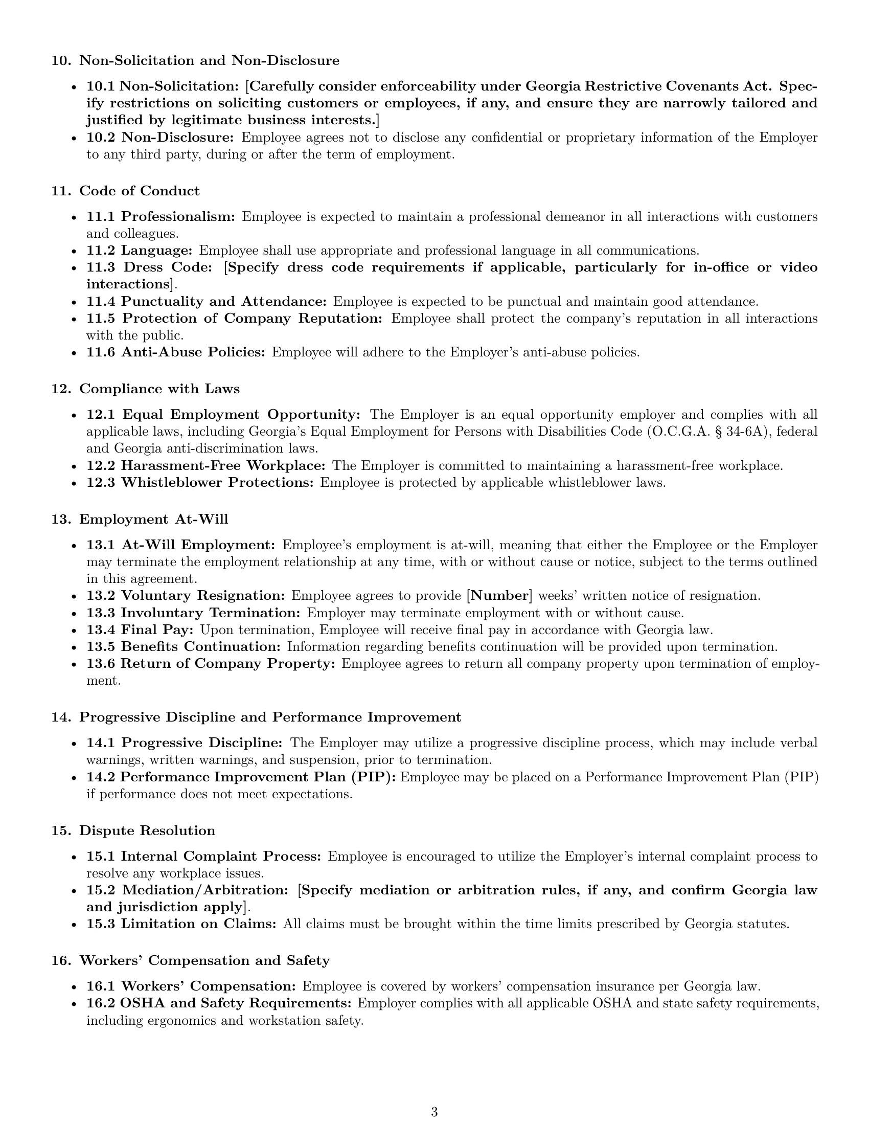 Preview page 3 of Free Georgia customer service representative employment contract template