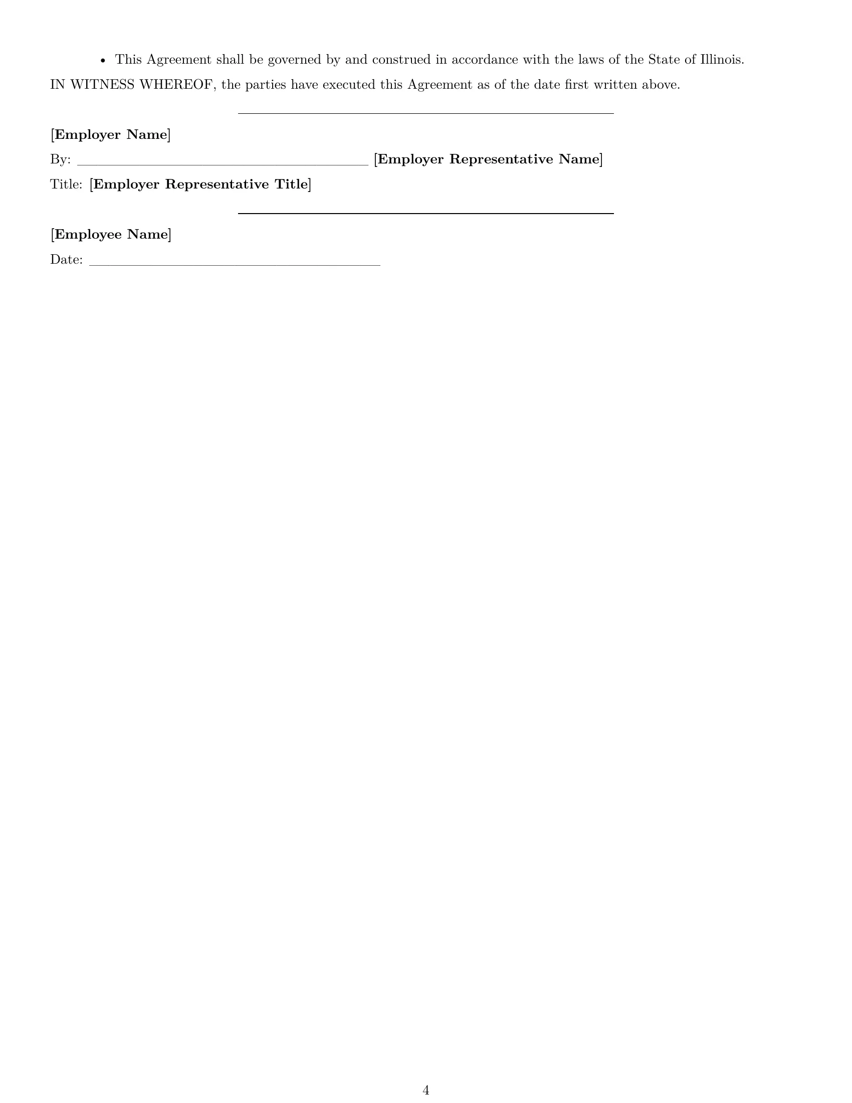 Preview page 4 of Free Illinois customer service representative employment contract template
