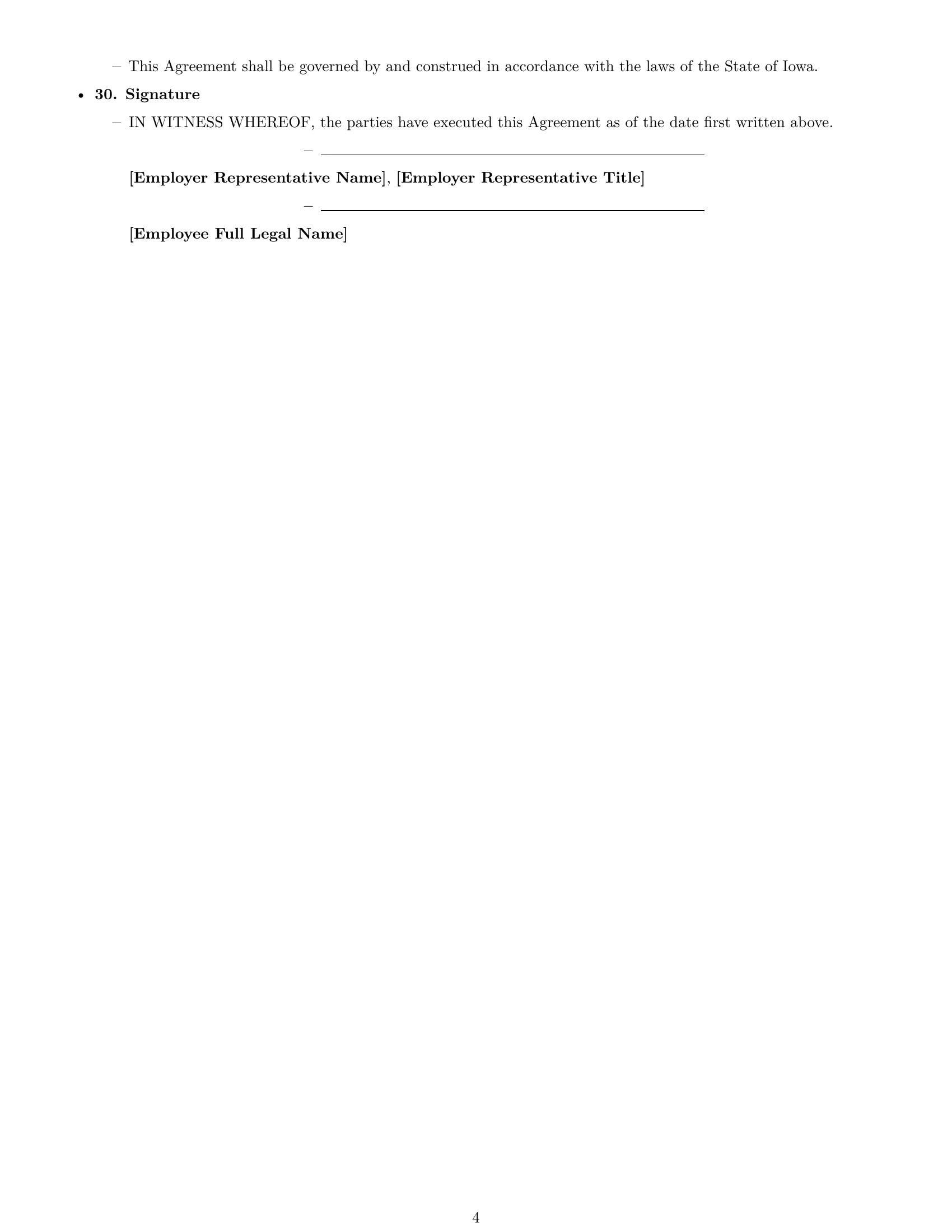 Preview page 4 of Free Iowa customer service representative employment contract template