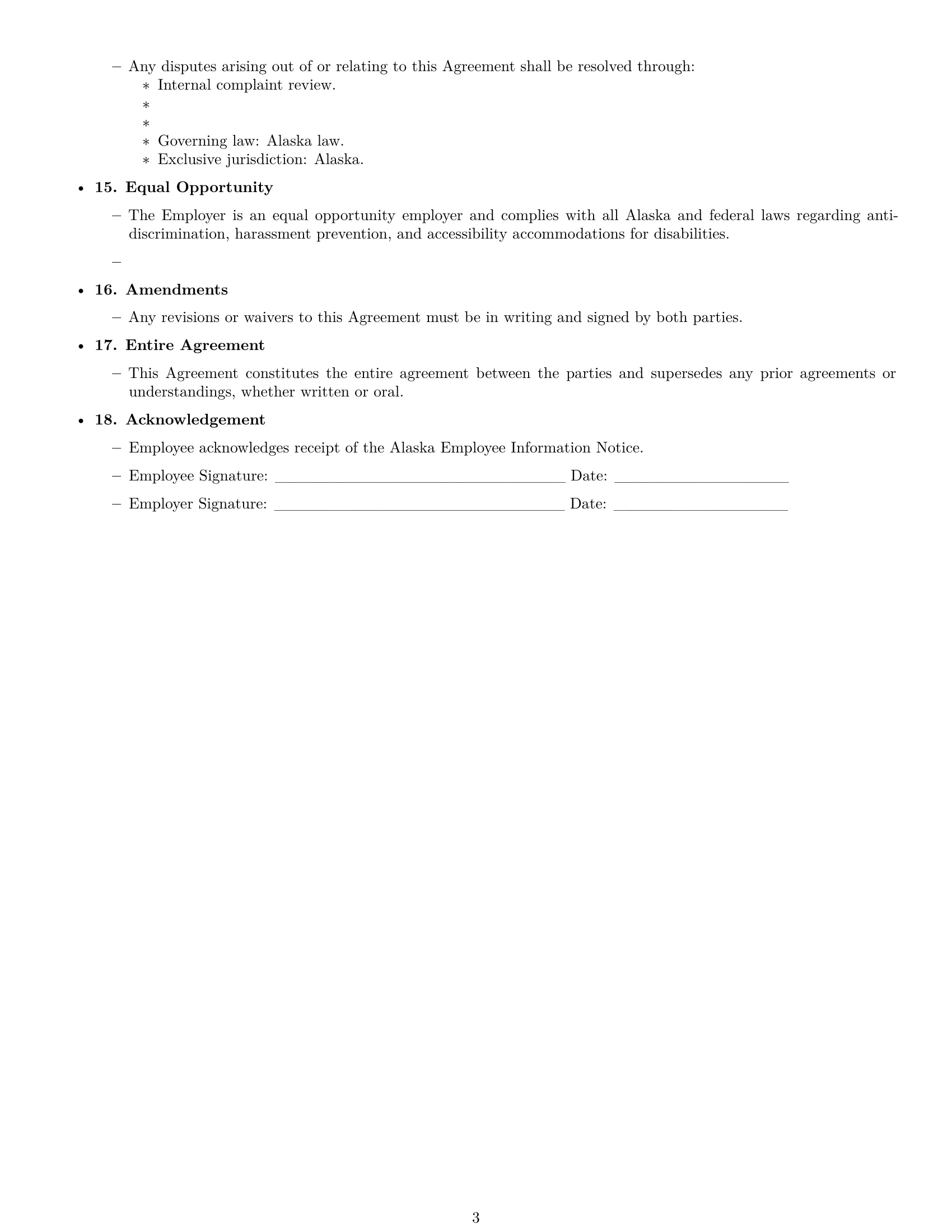 Preview page 3 of Free Alaska customer service representative employment contract template