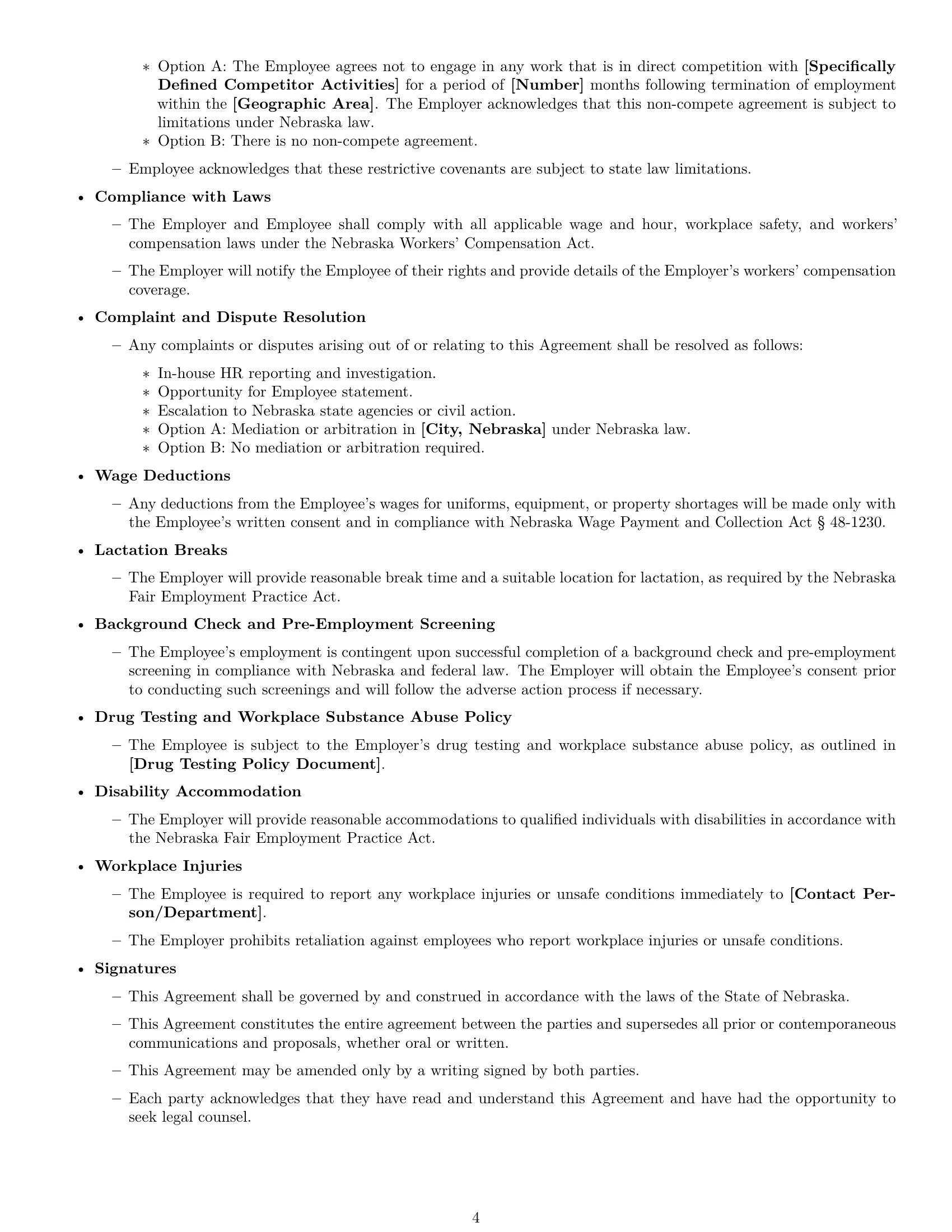 Preview page 4 of Free Nebraska customer service representative employment contract template