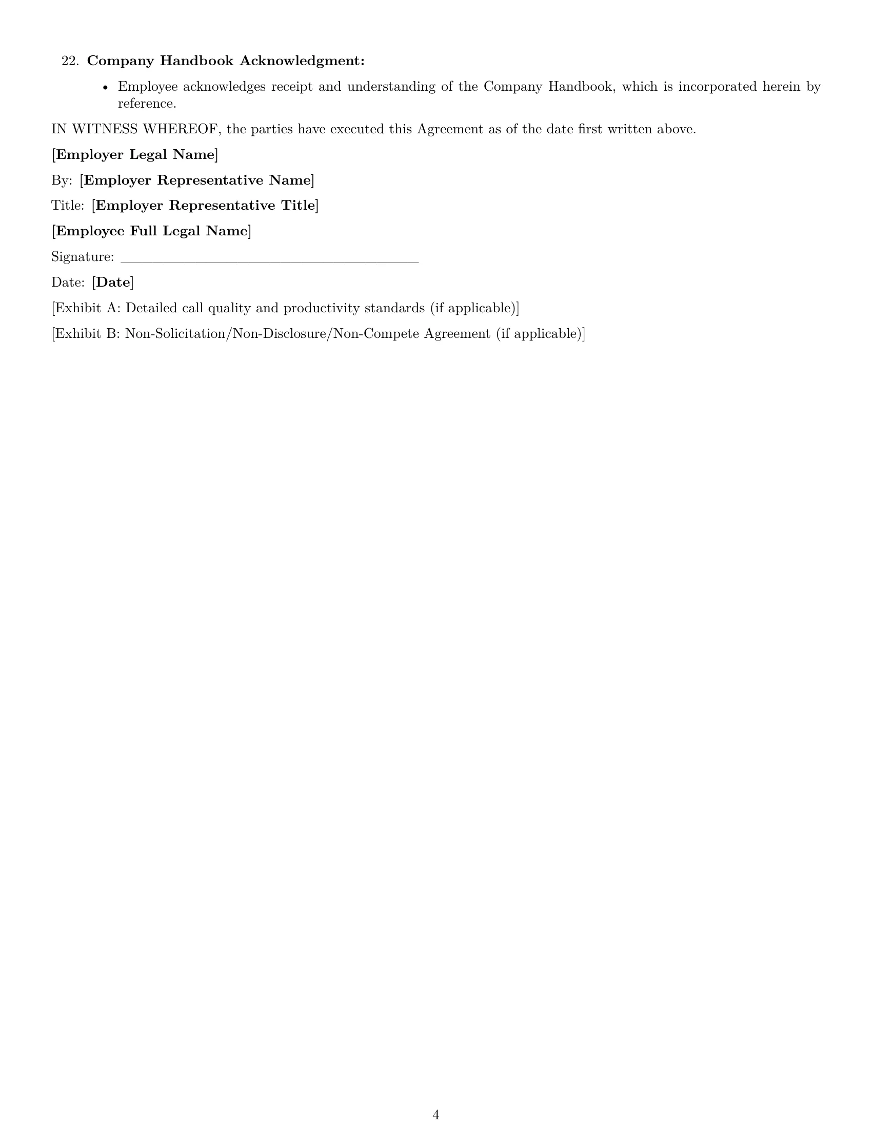 Preview page 4 of Free Ohio customer service representative employment contract template