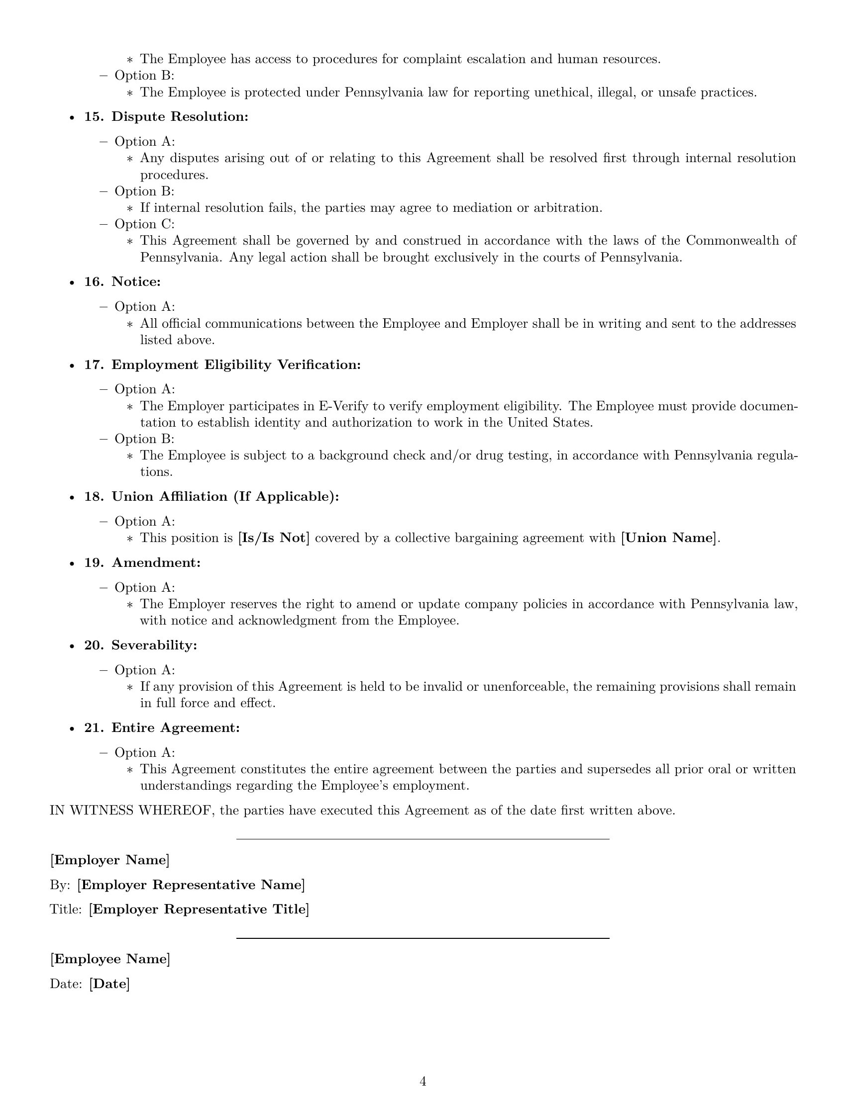 Preview page 4 of Free Pennsylvania customer service representative employment contract template