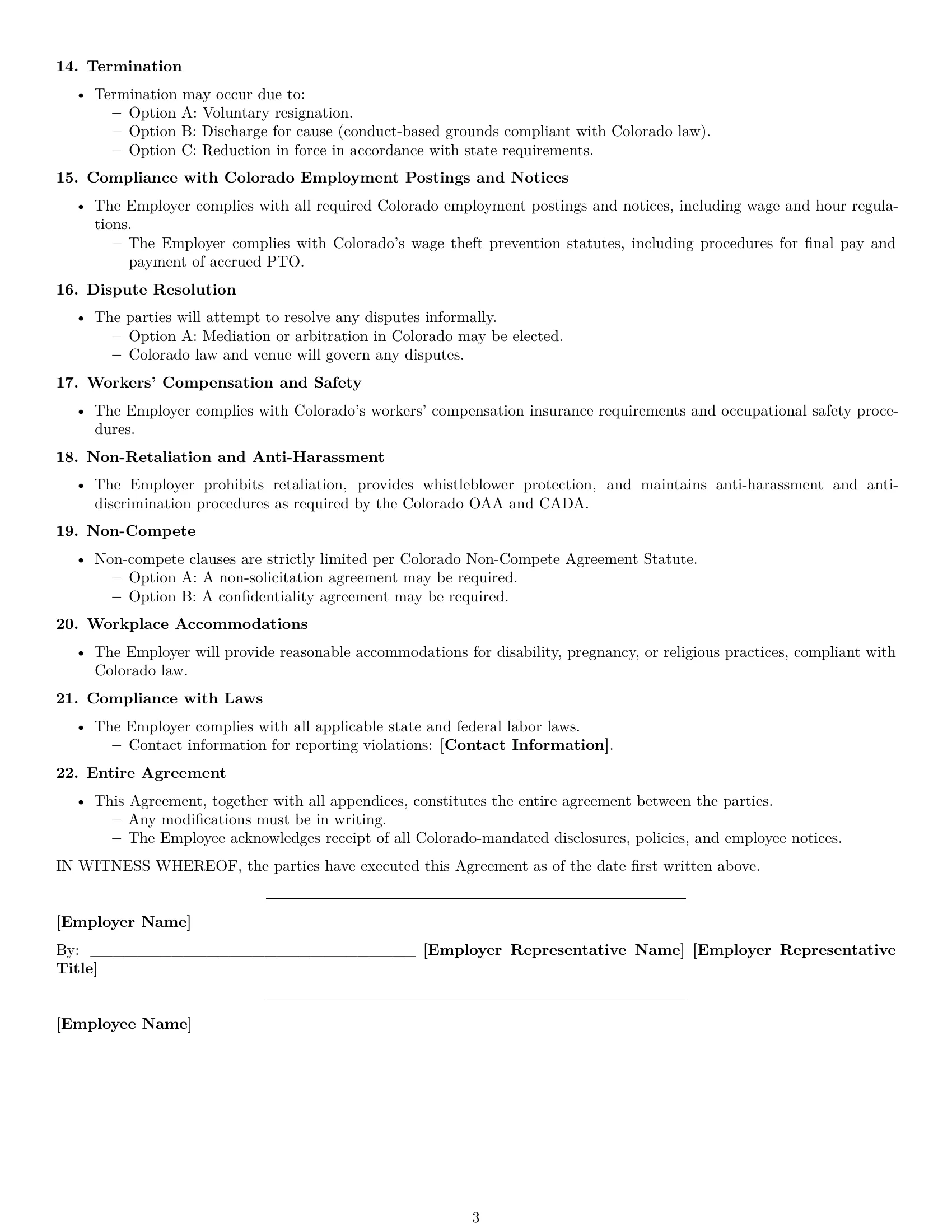 Preview page 3 of Free Colorado customer service representative employment contract template