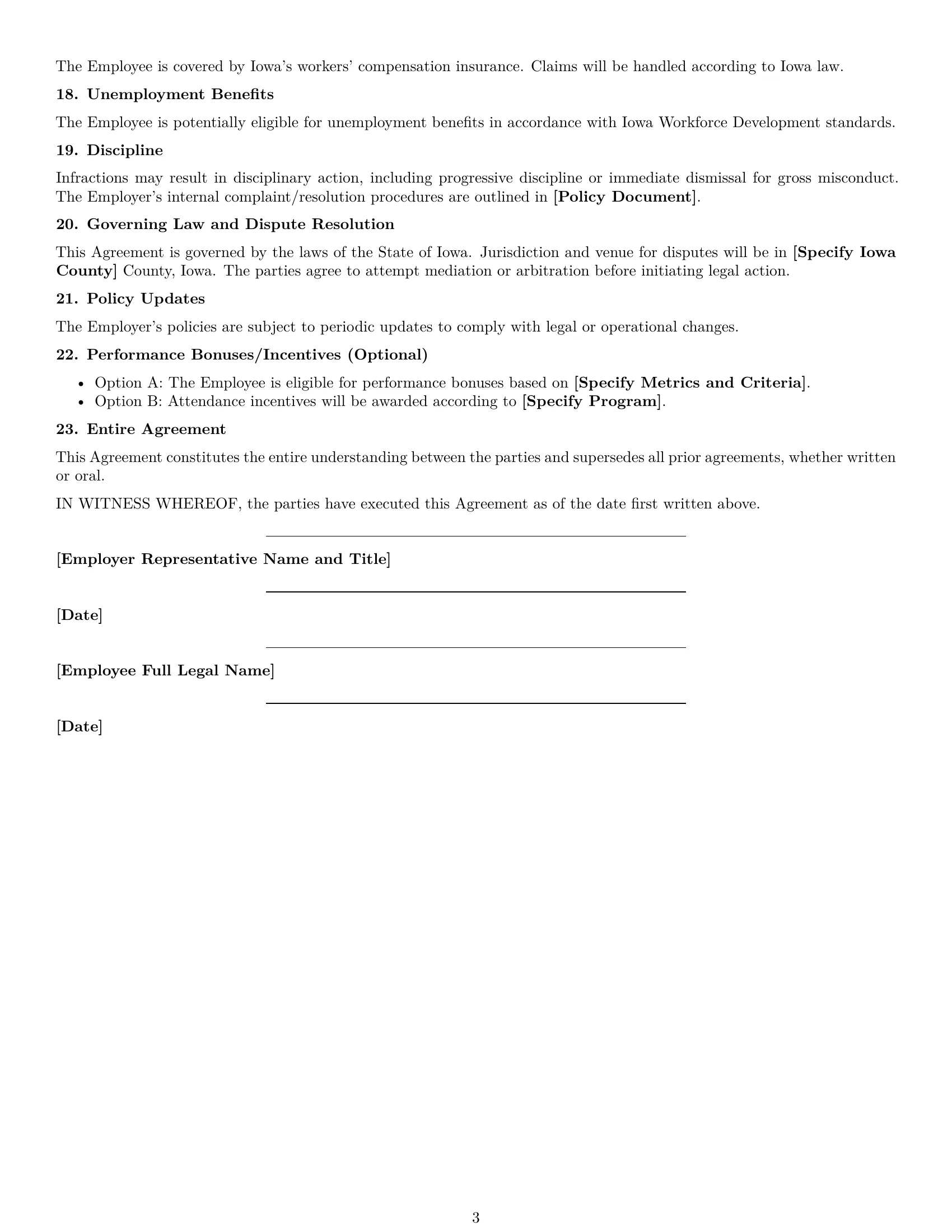 Preview page 3 of Free Iowa call center representative employment contract template