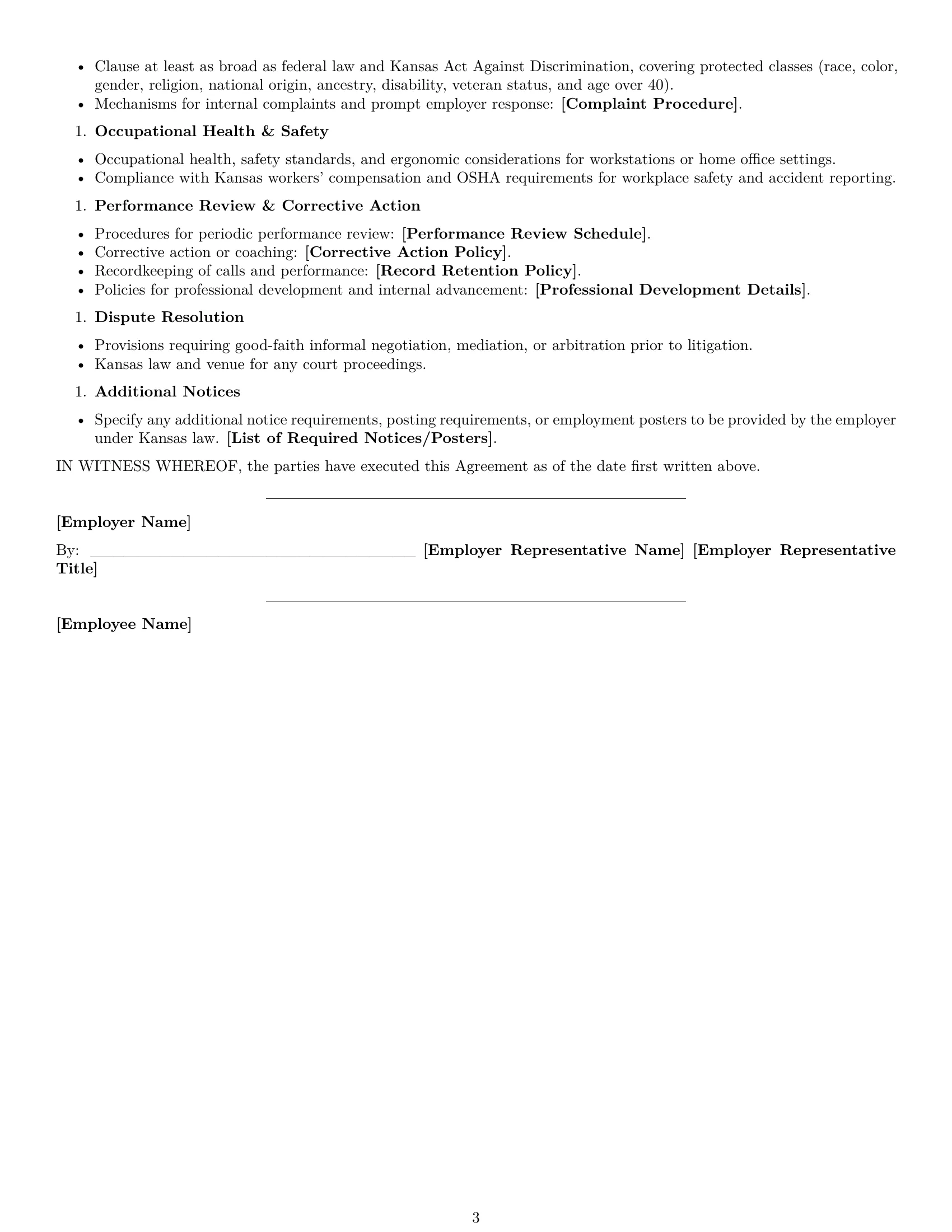 Preview page 3 of Free Kansas call center representative employment contract template