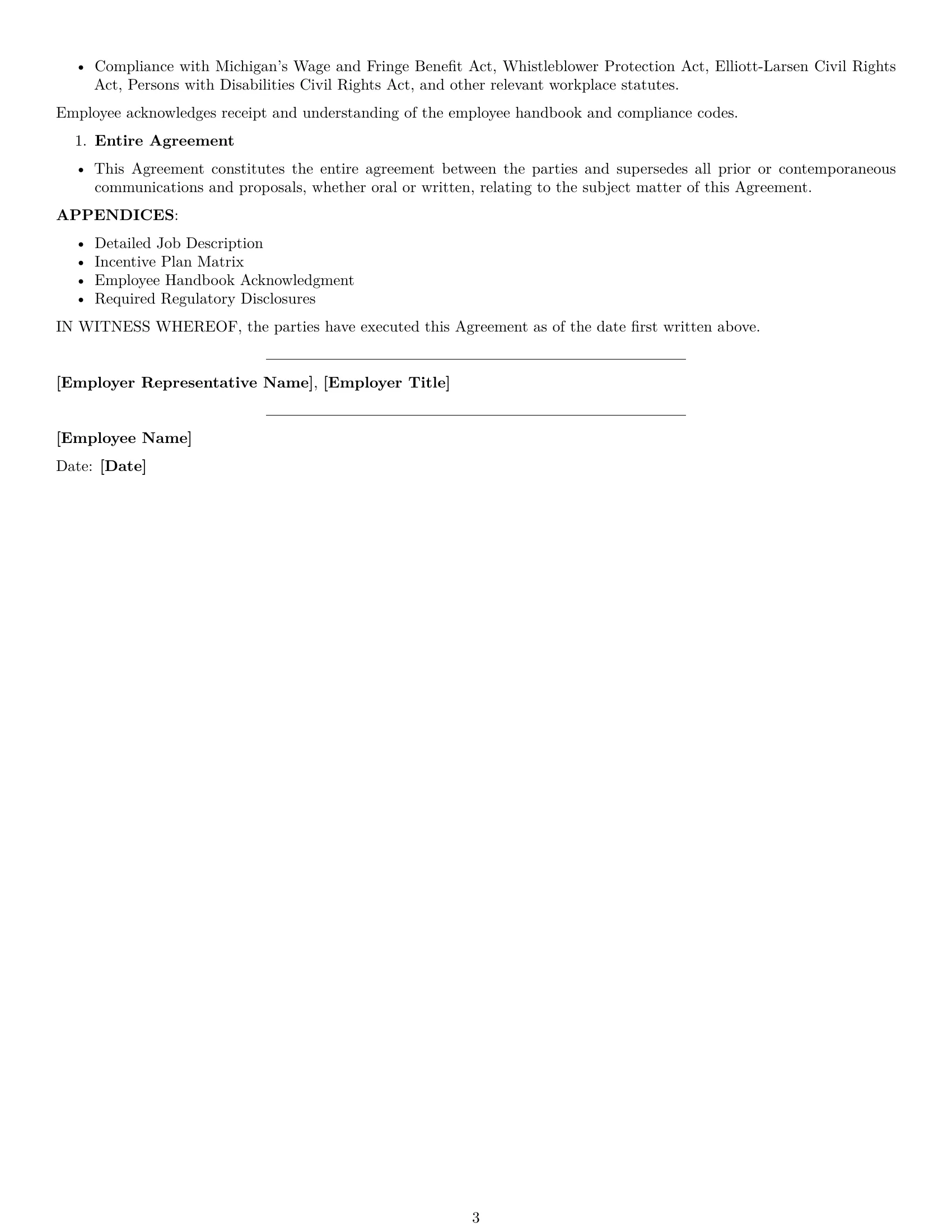 Preview page 3 of Free Michigan call center representative employment contract template