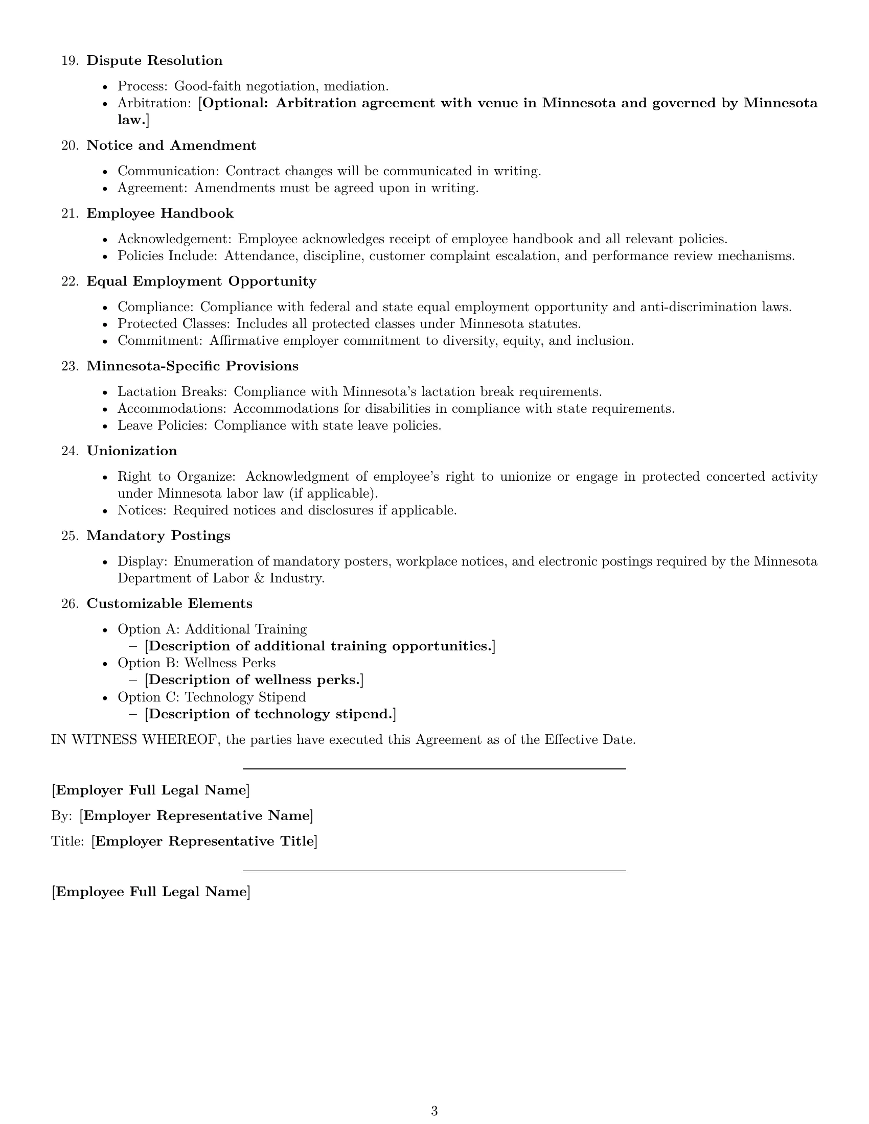 Preview page 3 of Free Minnesota call center representative employment contract template