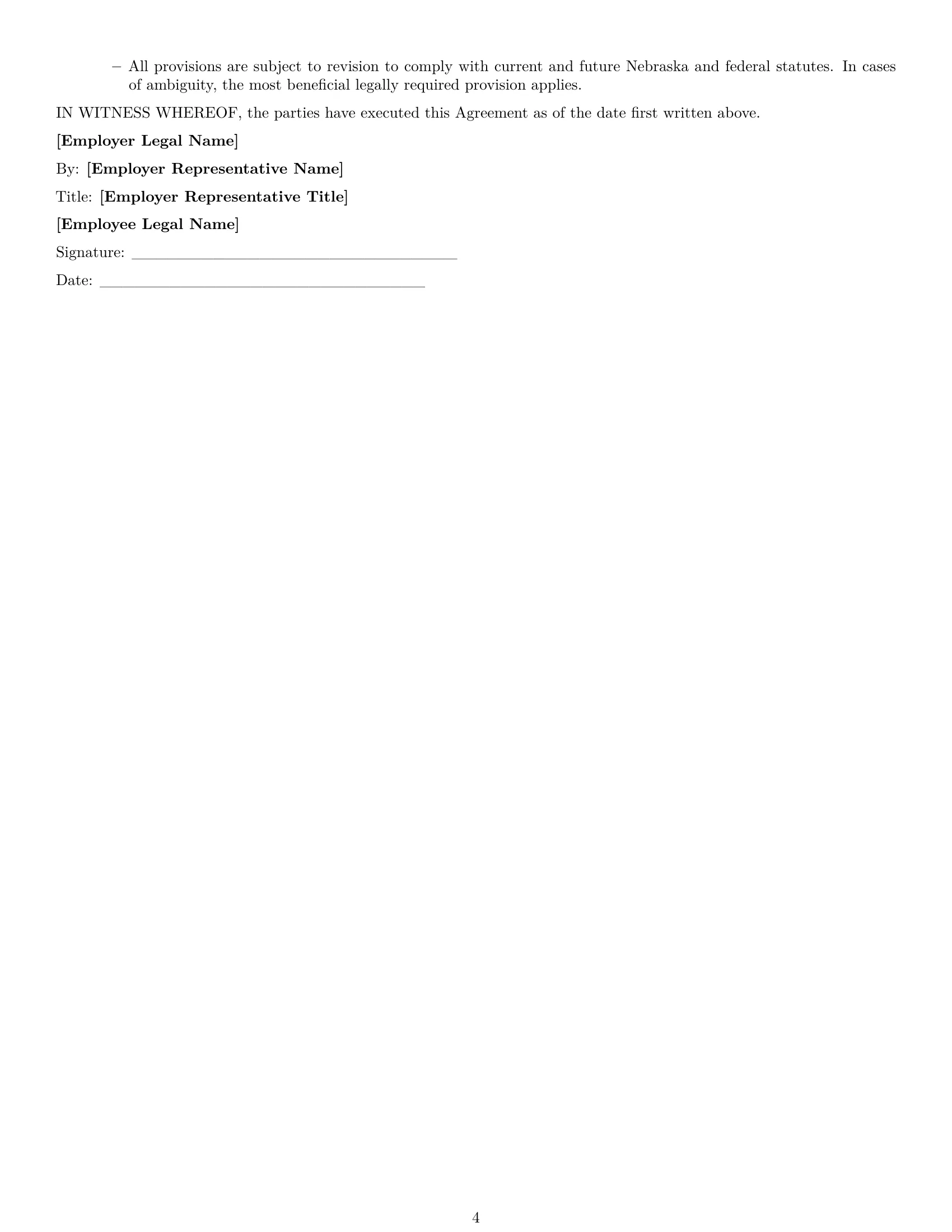 Preview page 4 of Free Nebraska call center representative employment contract template