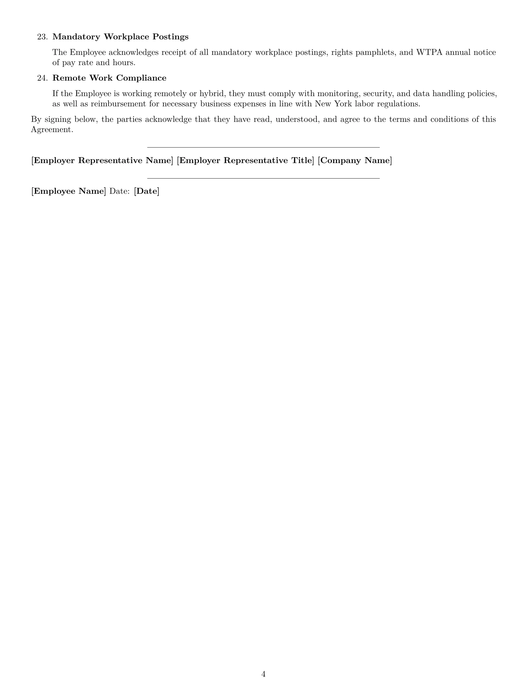 Preview page 4 of Free New York call center representative employment contract template