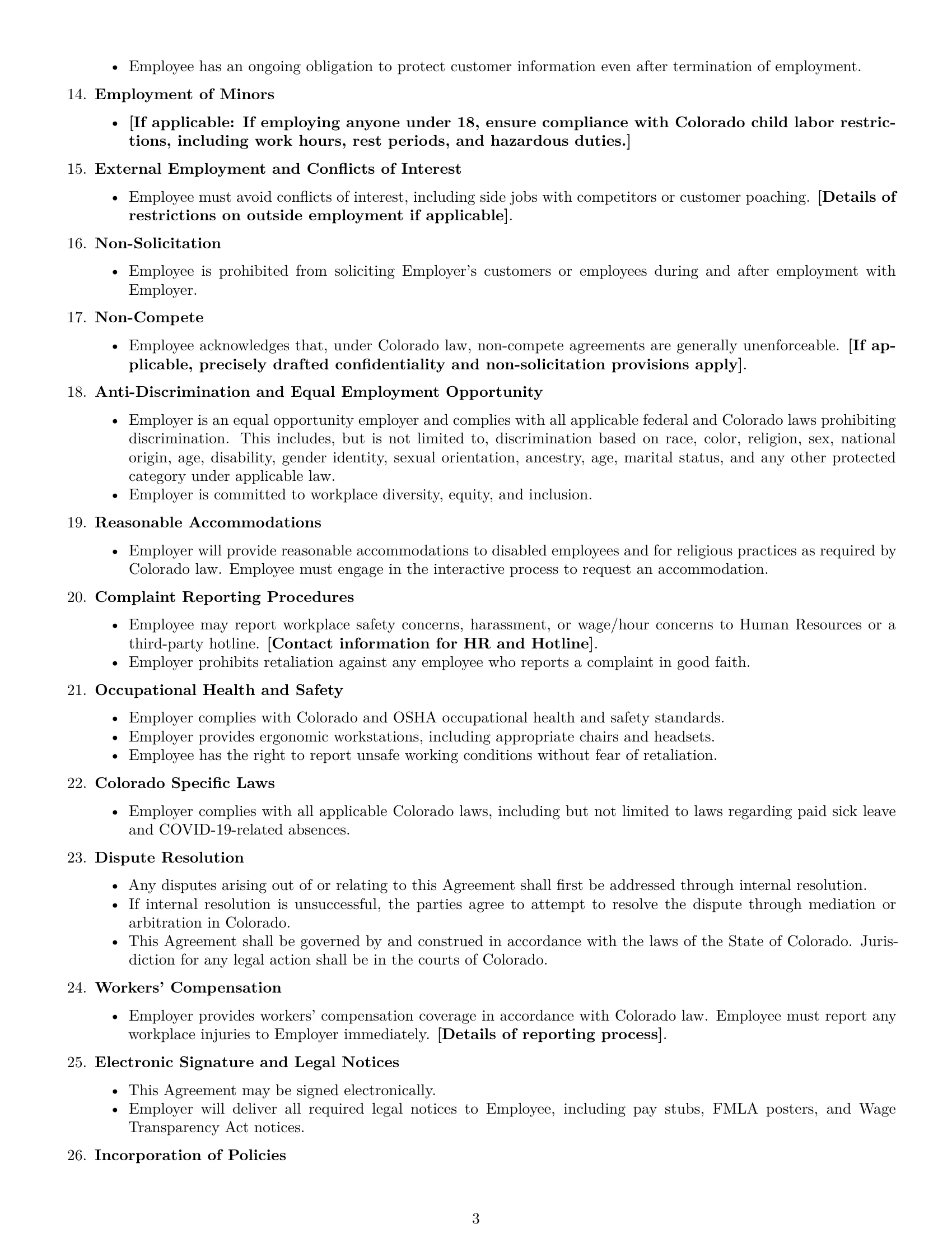 Preview page 3 of Free Colorado call center representative employment contract template