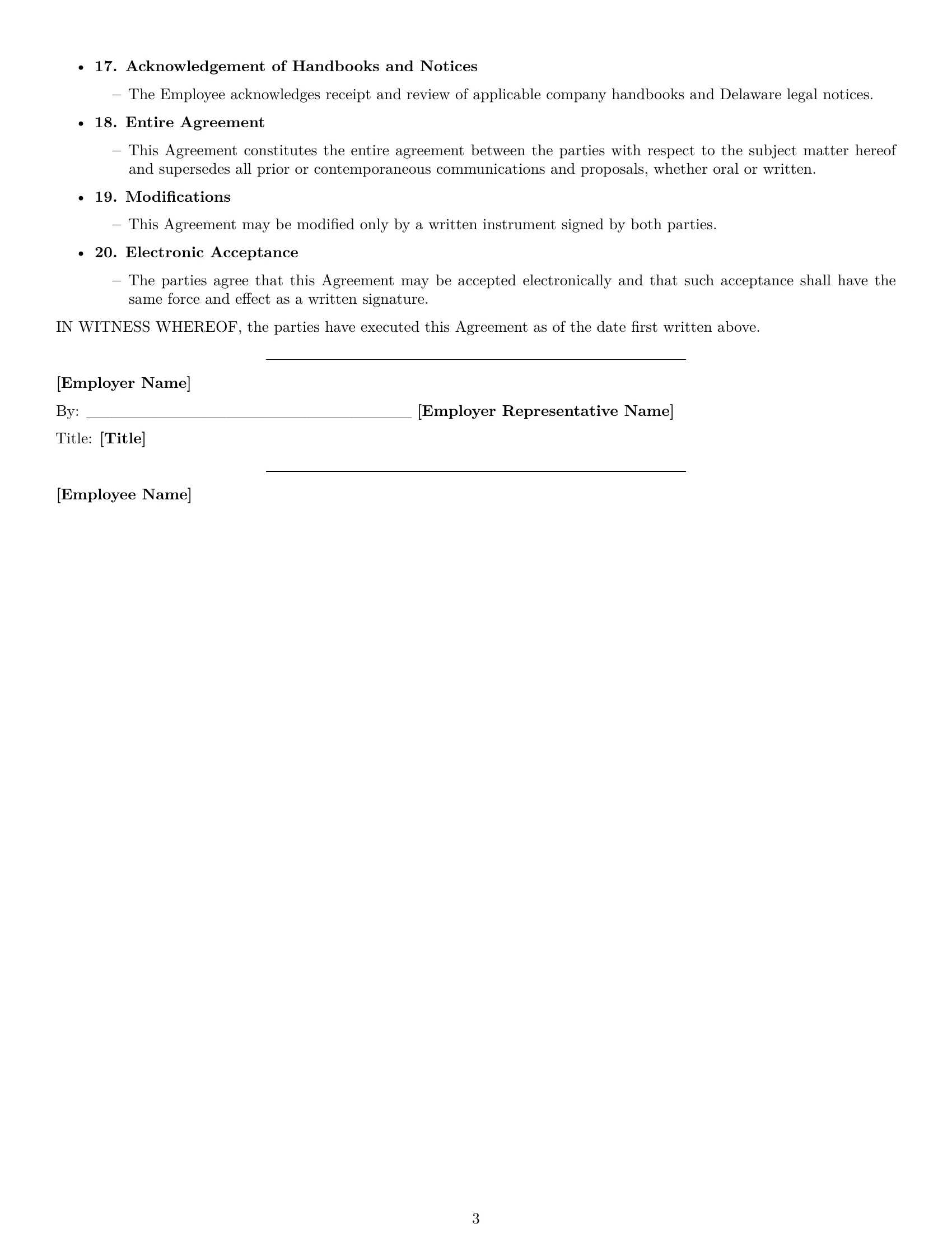 Preview page 3 of Free Delaware call center representative employment contract template