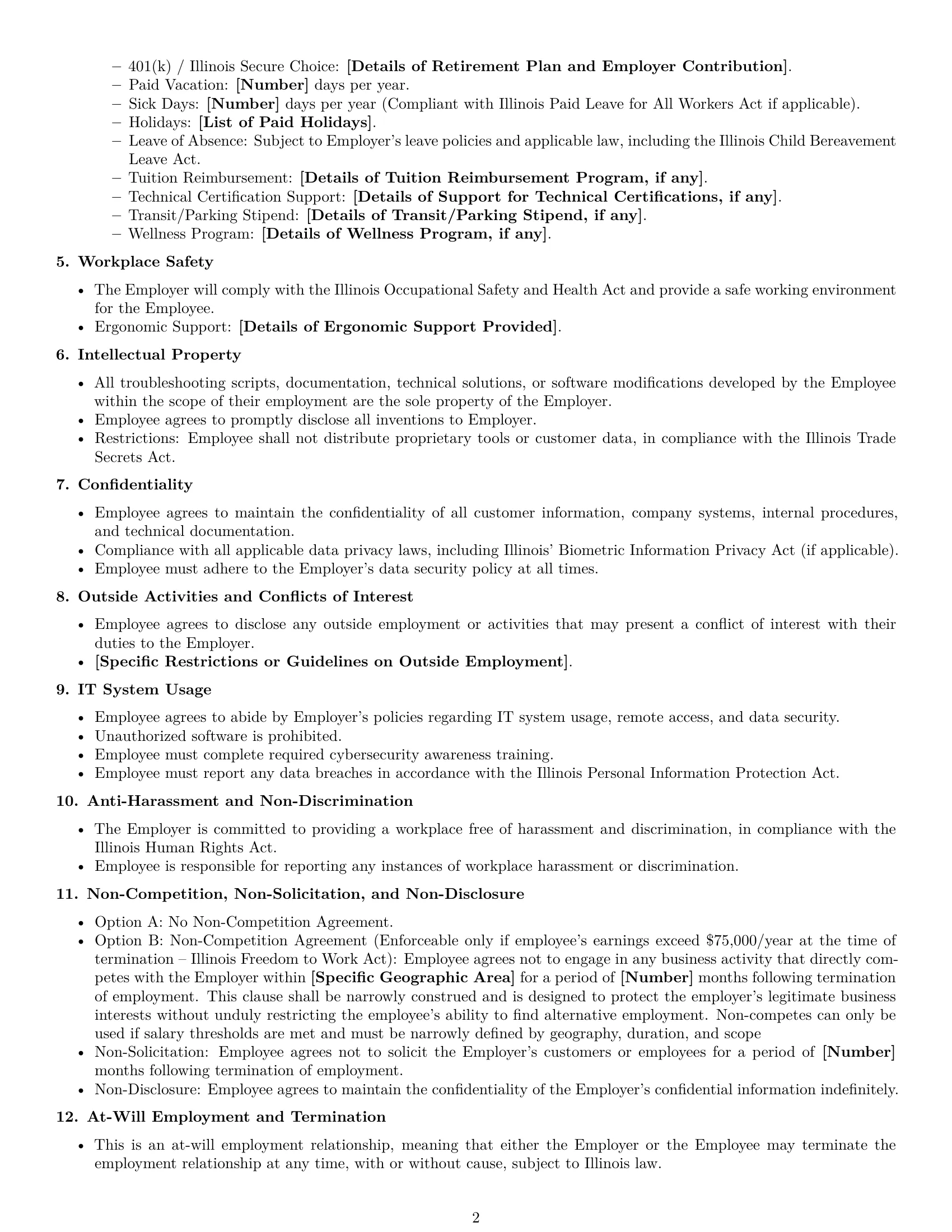 Preview page 2 of Free Illinois technical support engineer employment contract template