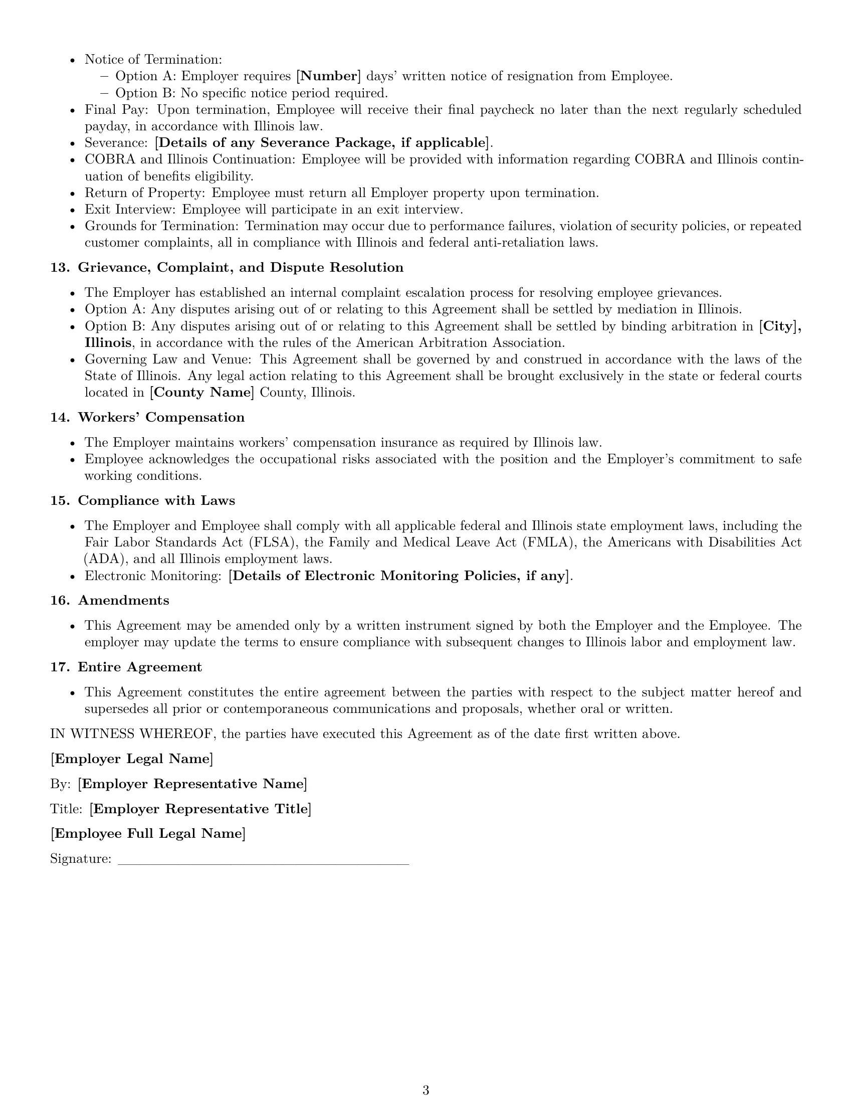 Preview page 3 of Free Illinois technical support engineer employment contract template