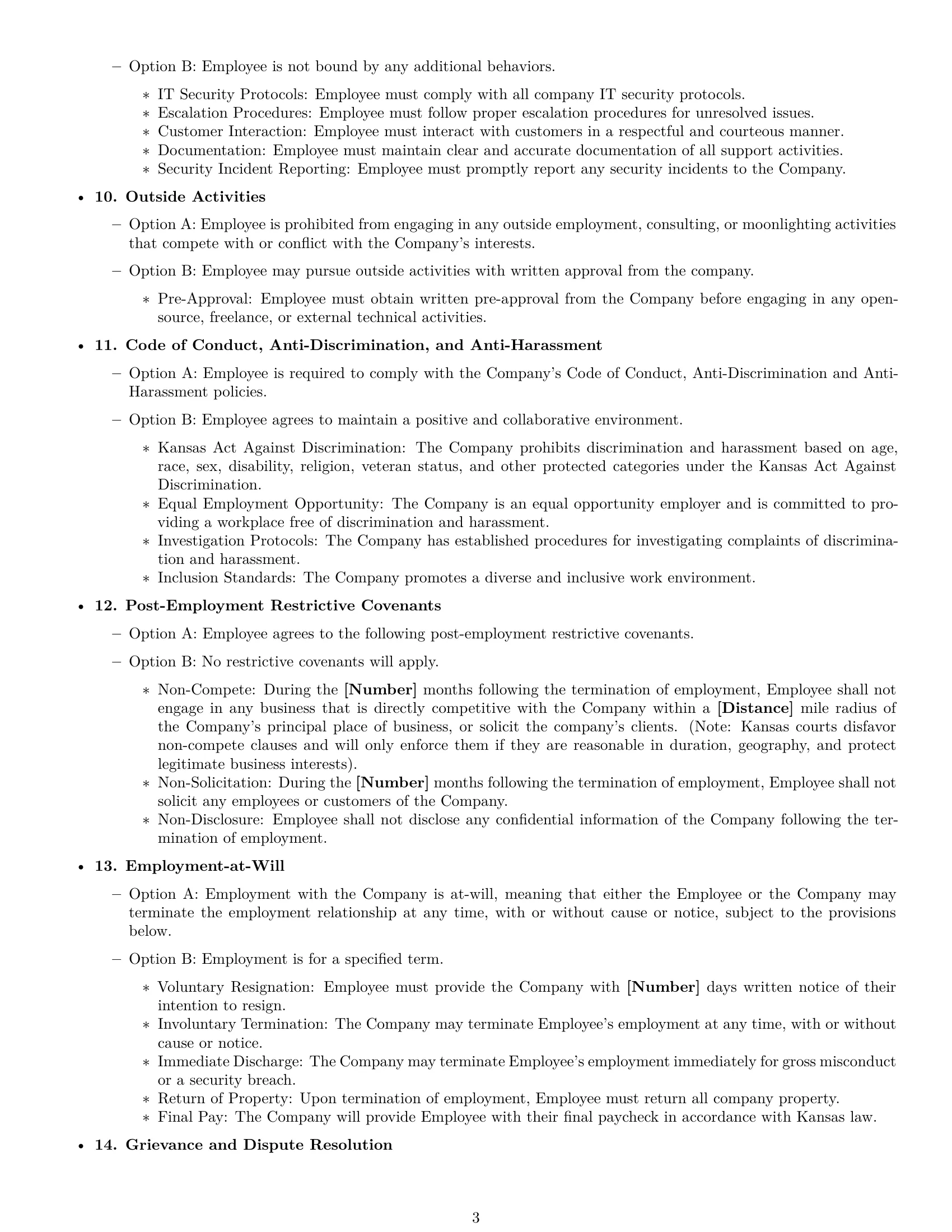 Preview page 3 of Free Kansas technical support engineer employment contract template