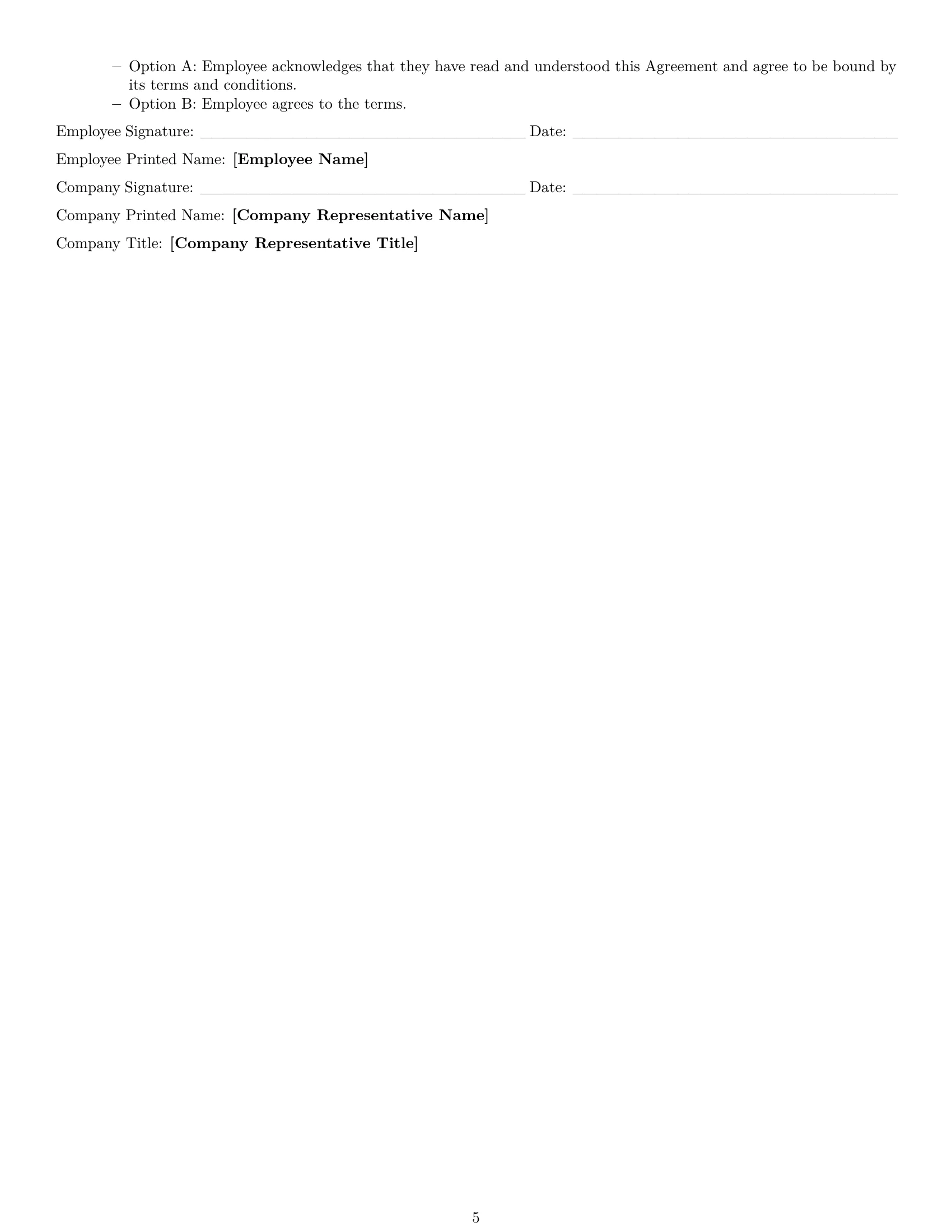 Preview page 5 of Free Kansas technical support engineer employment contract template