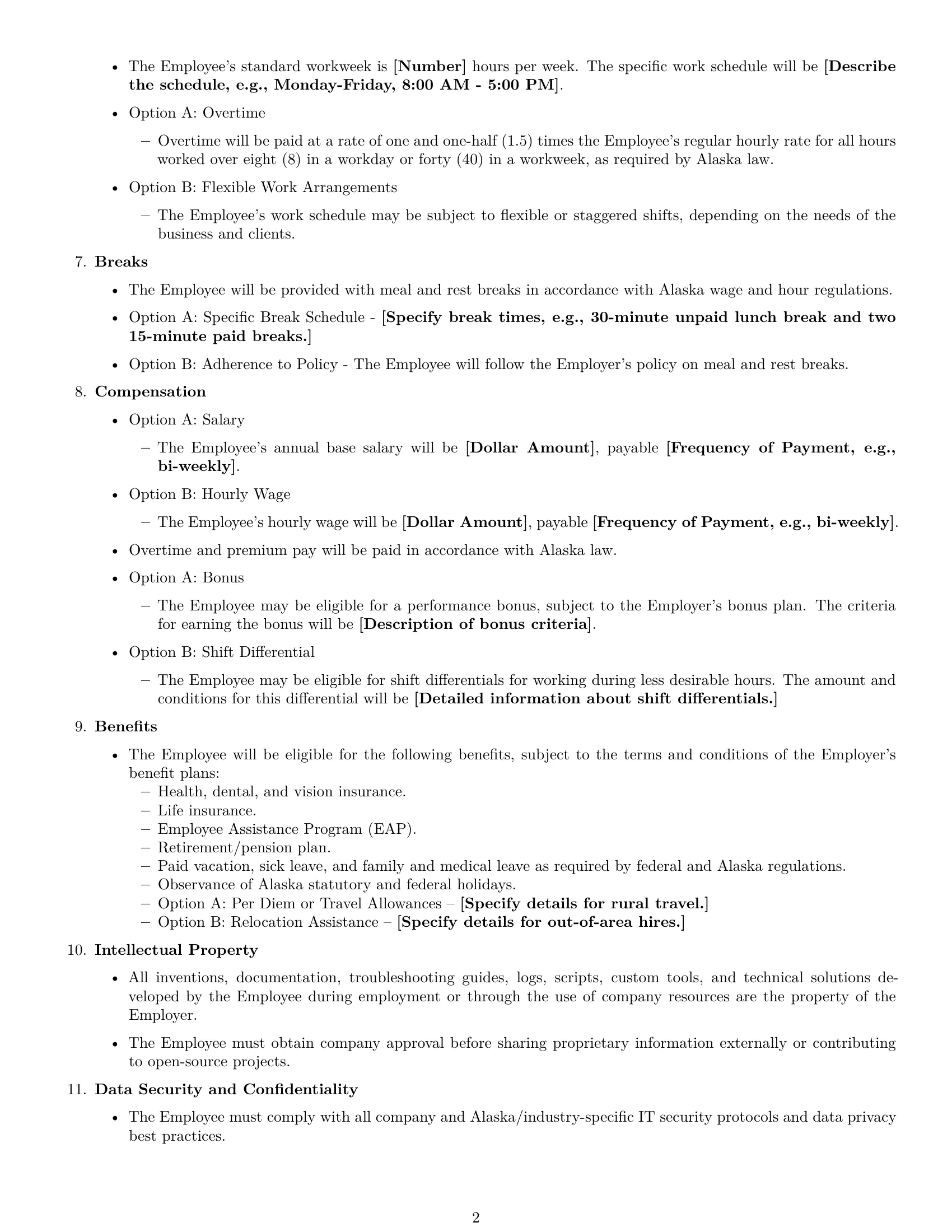 Preview page 2 of Free Alaska technical support engineer employment contract template