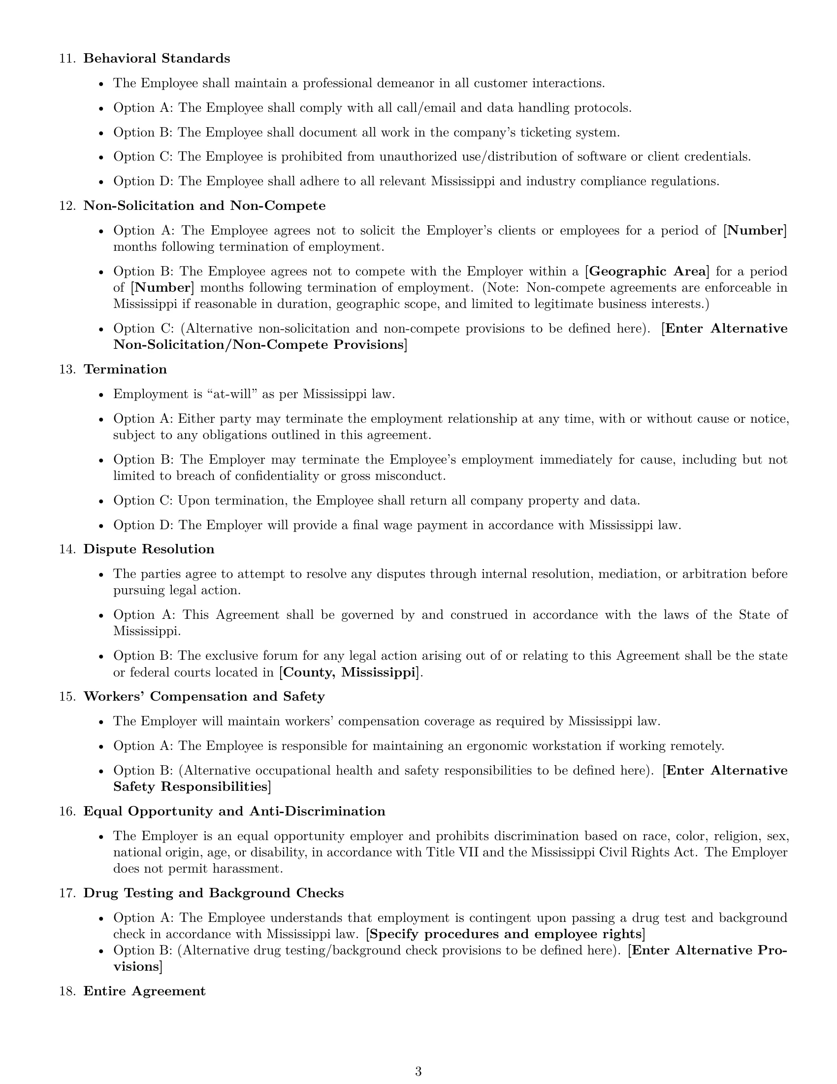 Preview page 3 of Free Mississippi technical support engineer employment contract template