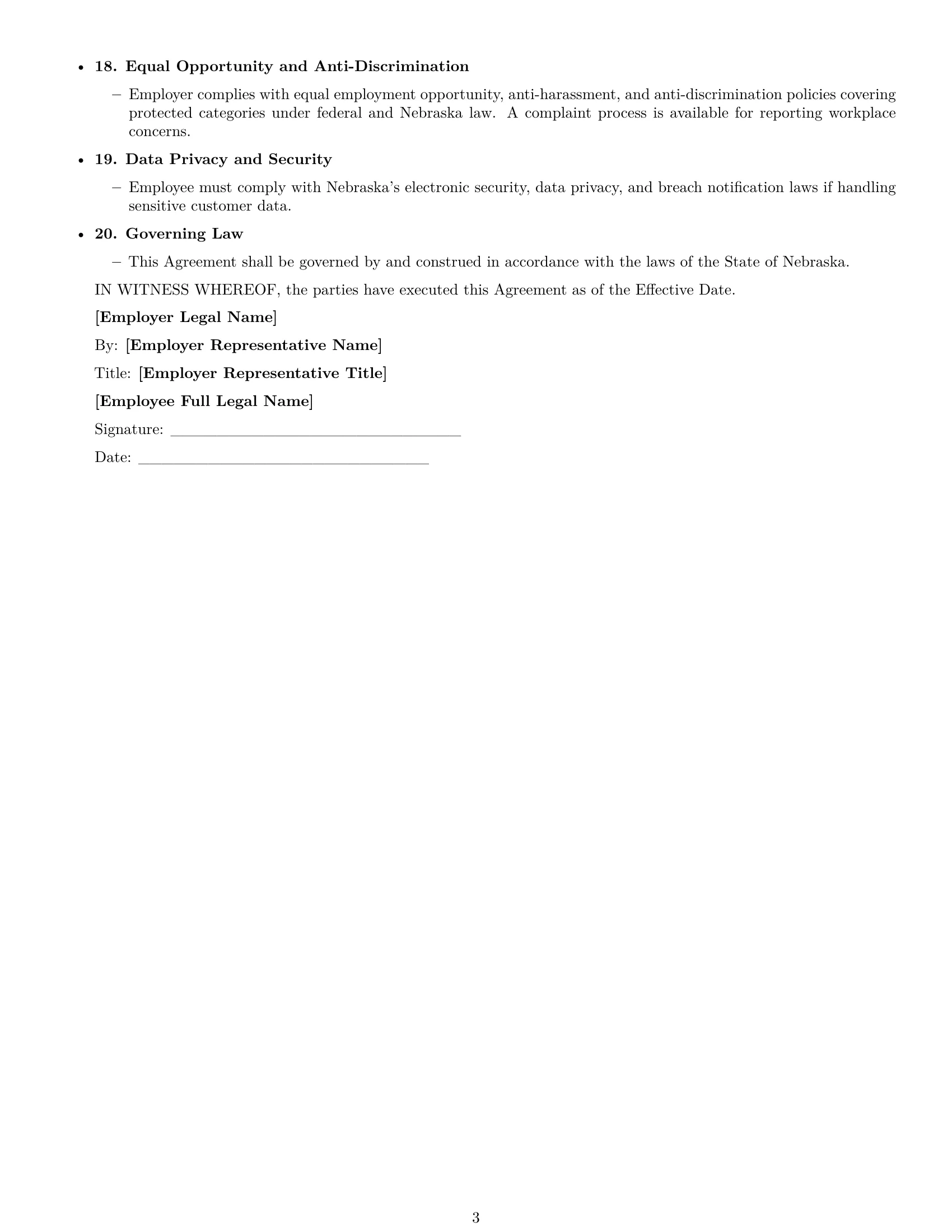 Preview page 3 of Free Nebraska technical support engineer employment contract template