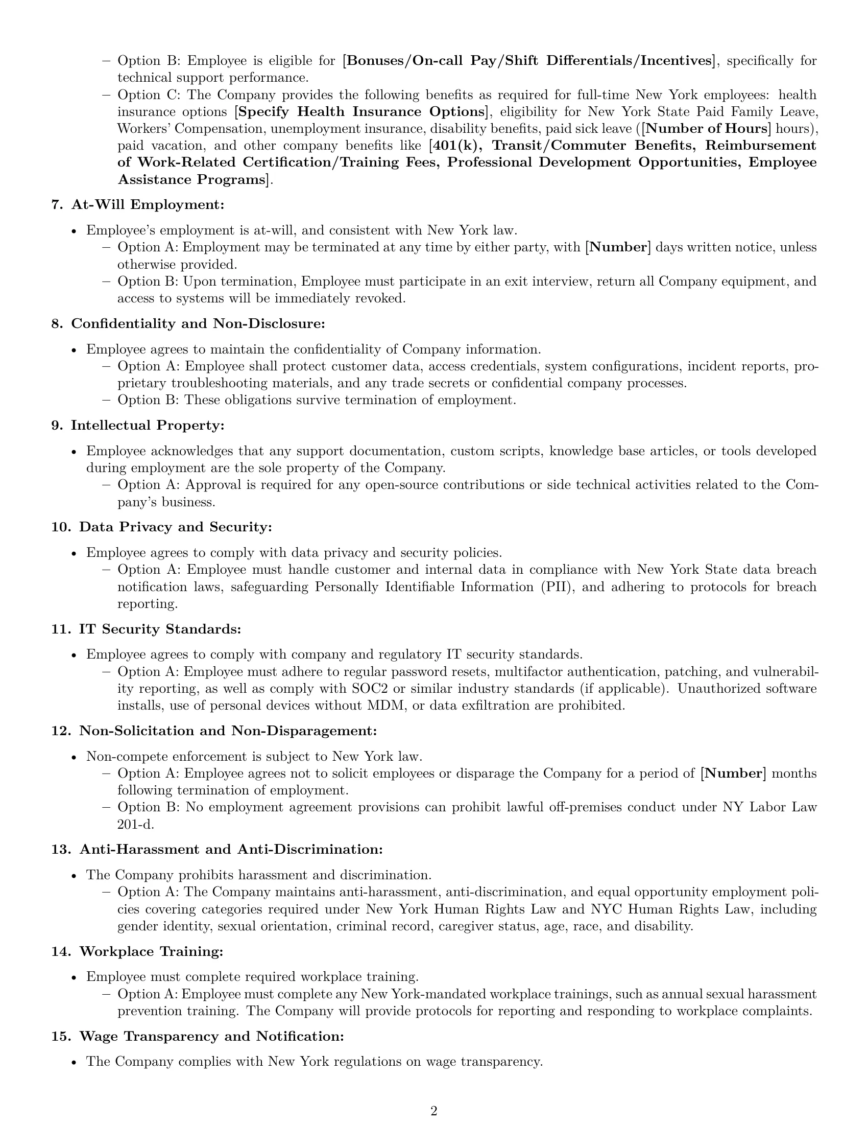 Preview page 2 of Free New York technical support engineer employment contract template