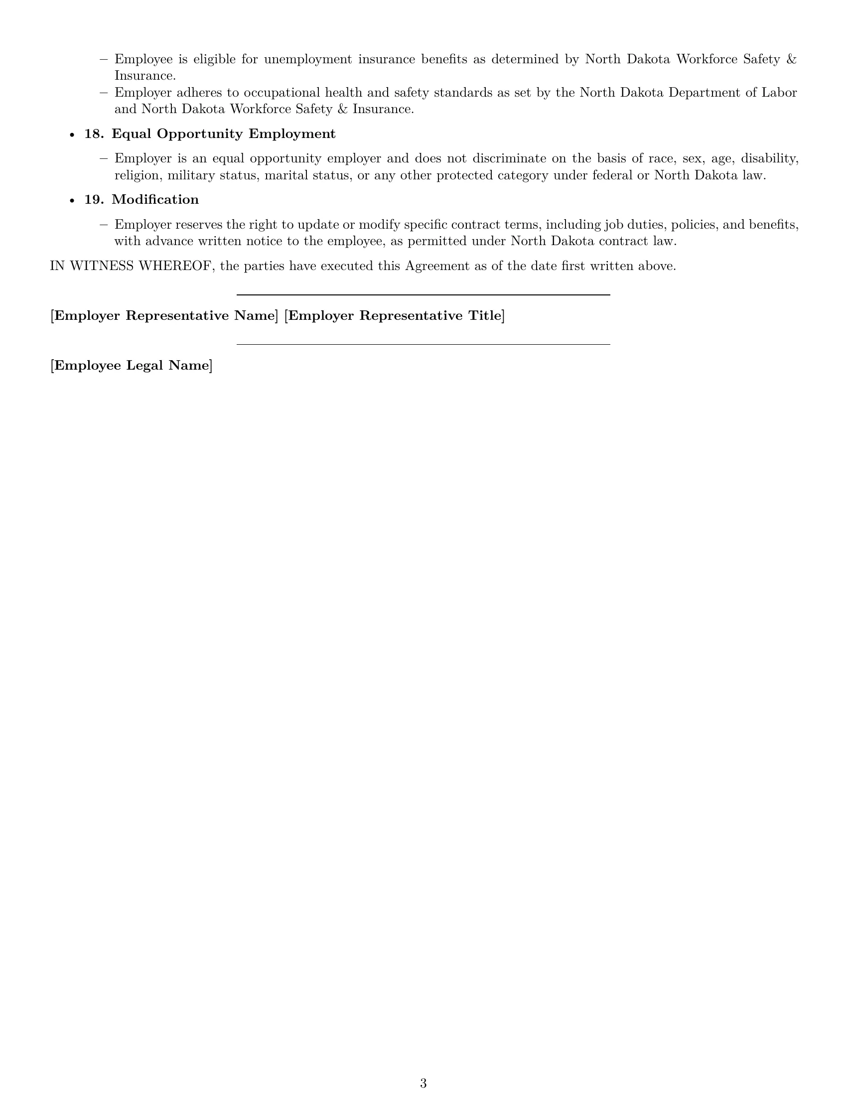 Preview page 3 of Free North Dakota technical support engineer employment contract template