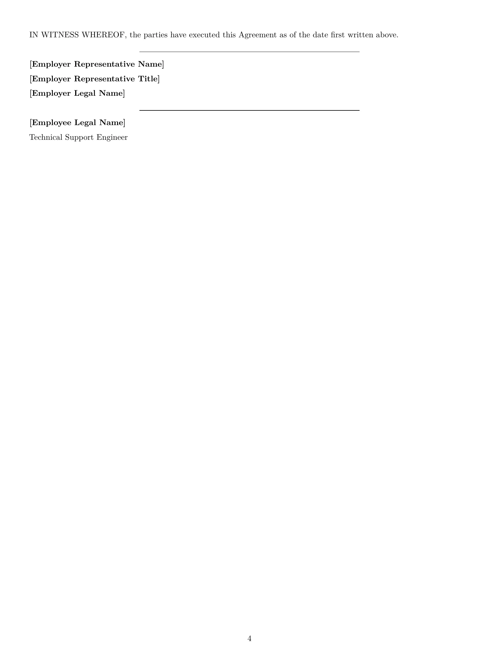 Preview page 4 of Free Oregon technical support engineer employment contract template