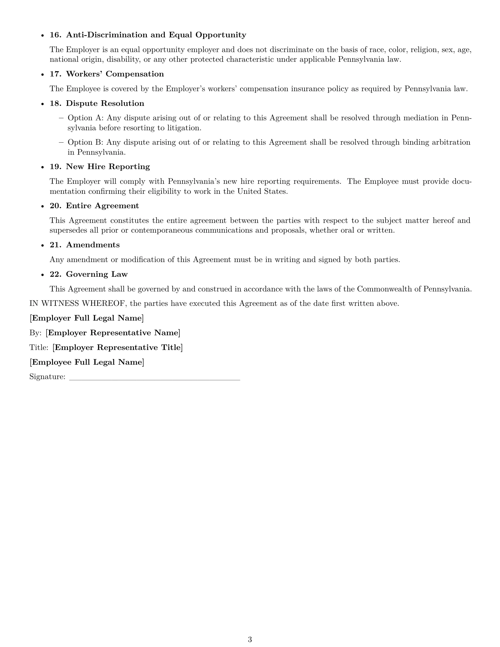 Preview page 3 of Free Pennsylvania technical support engineer employment contract template