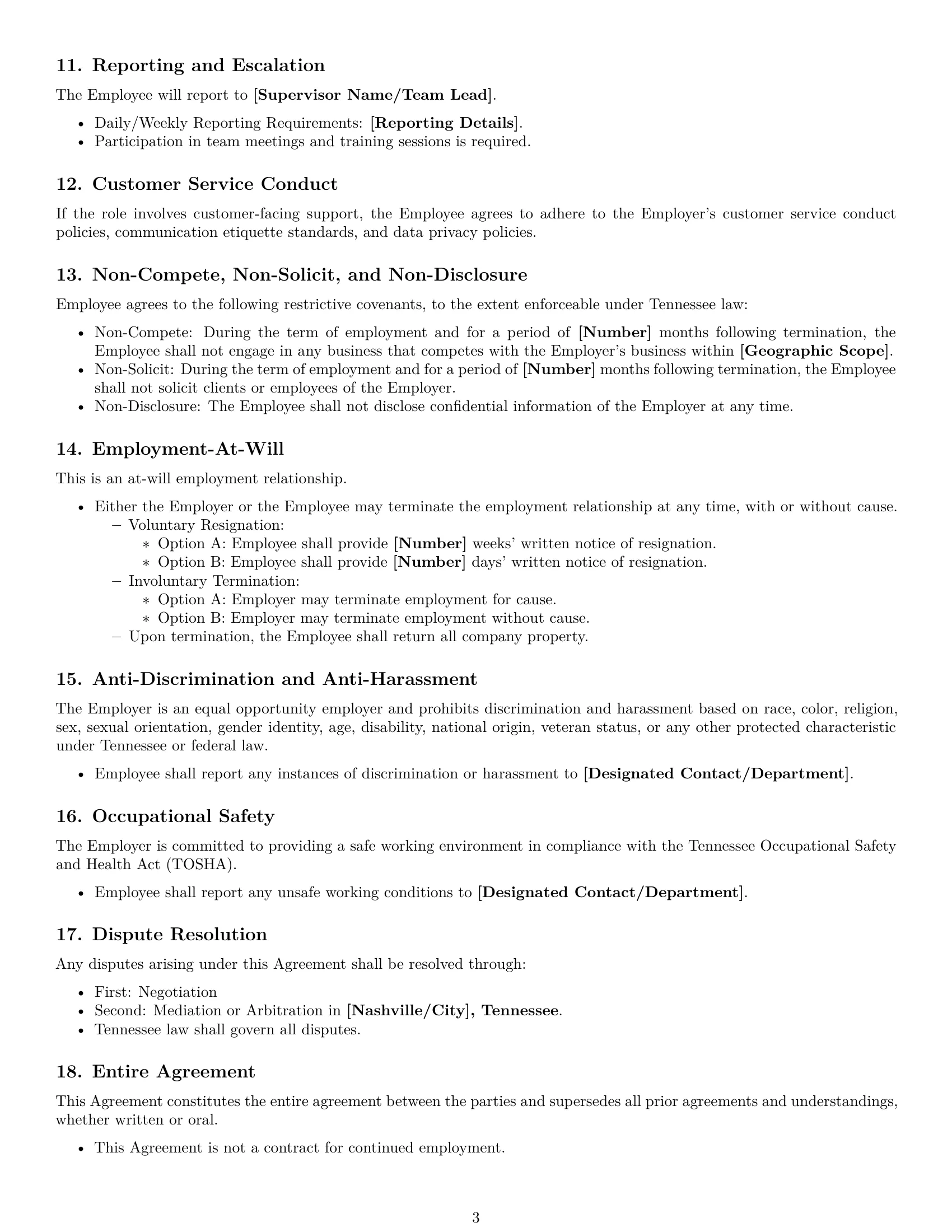 Preview page 3 of Free Tennessee technical support engineer employment contract template