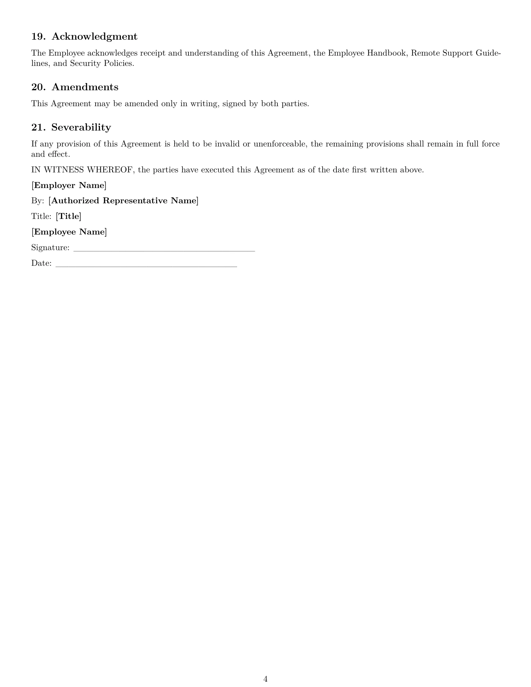 Preview page 4 of Free Tennessee technical support engineer employment contract template