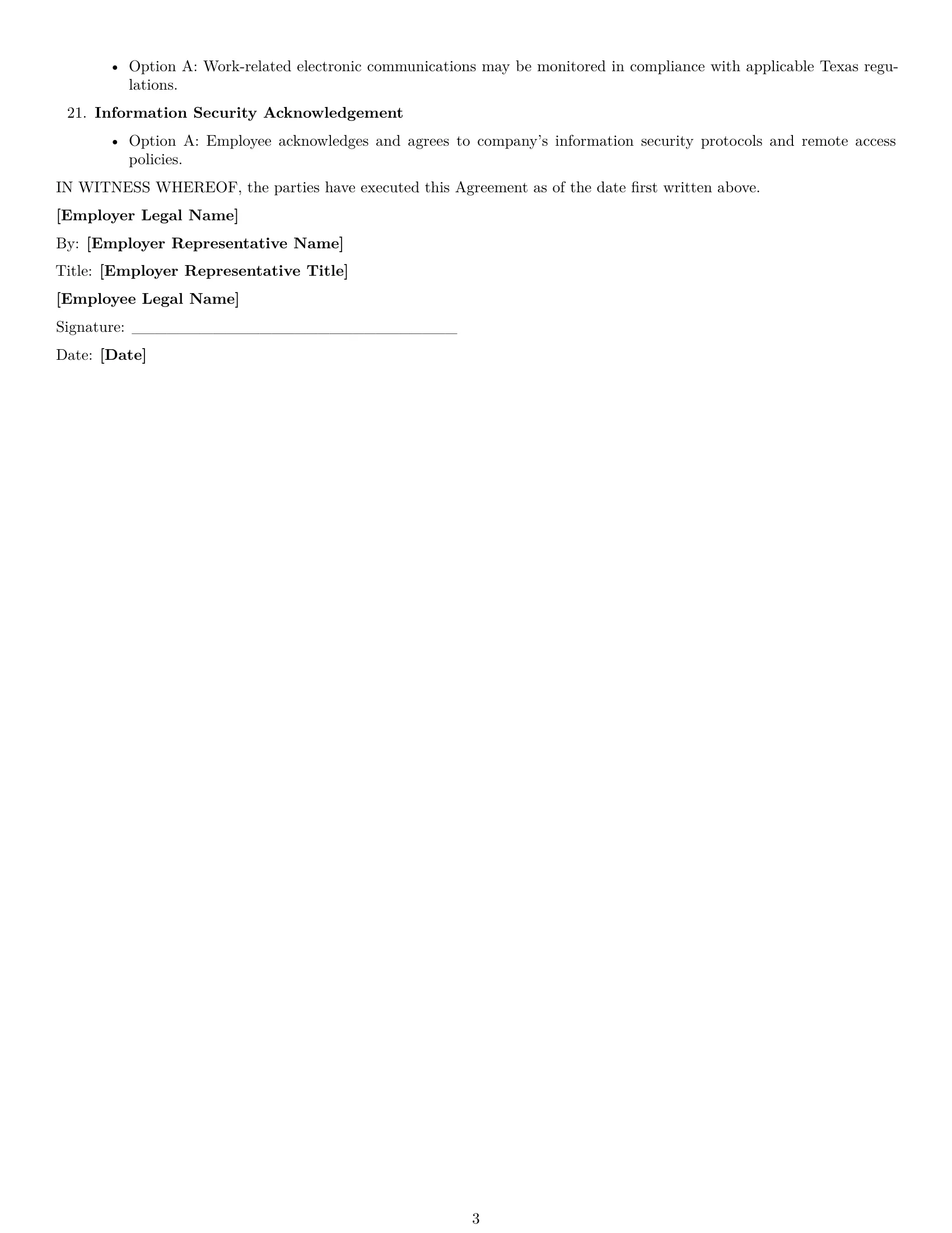 Preview page 3 of Free Texas technical support engineer employment contract template