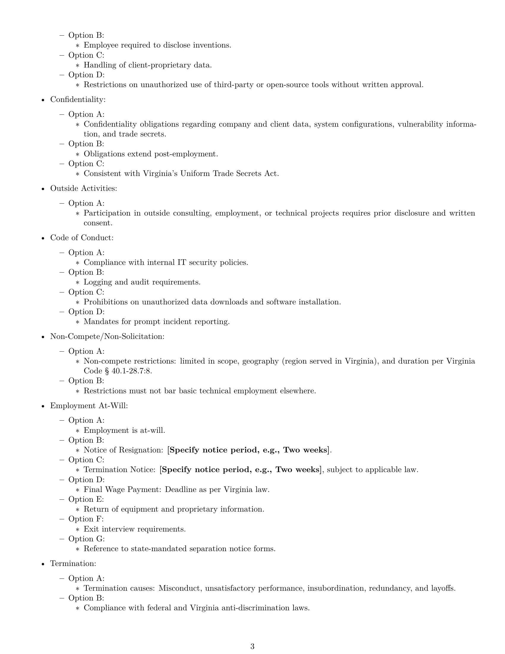 Preview page 3 of Free Virginia technical support engineer employment contract template