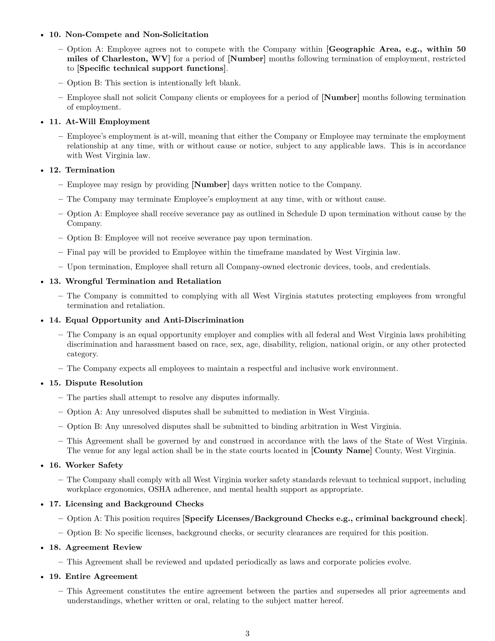 Preview page 3 of Free West Virginia technical support engineer employment contract template