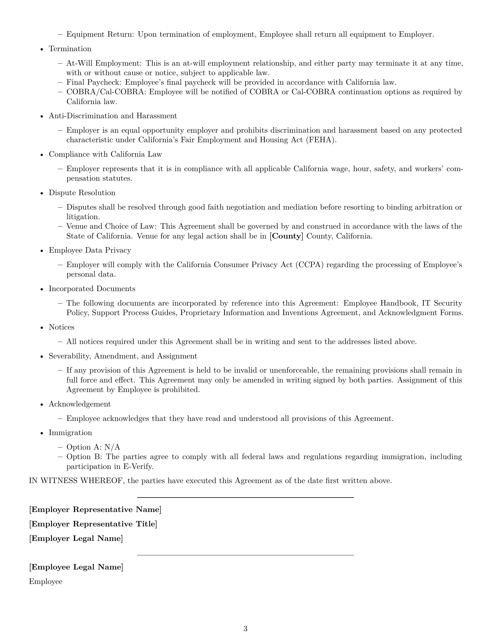 Preview page 3 of Free California technical support engineer employment contract template