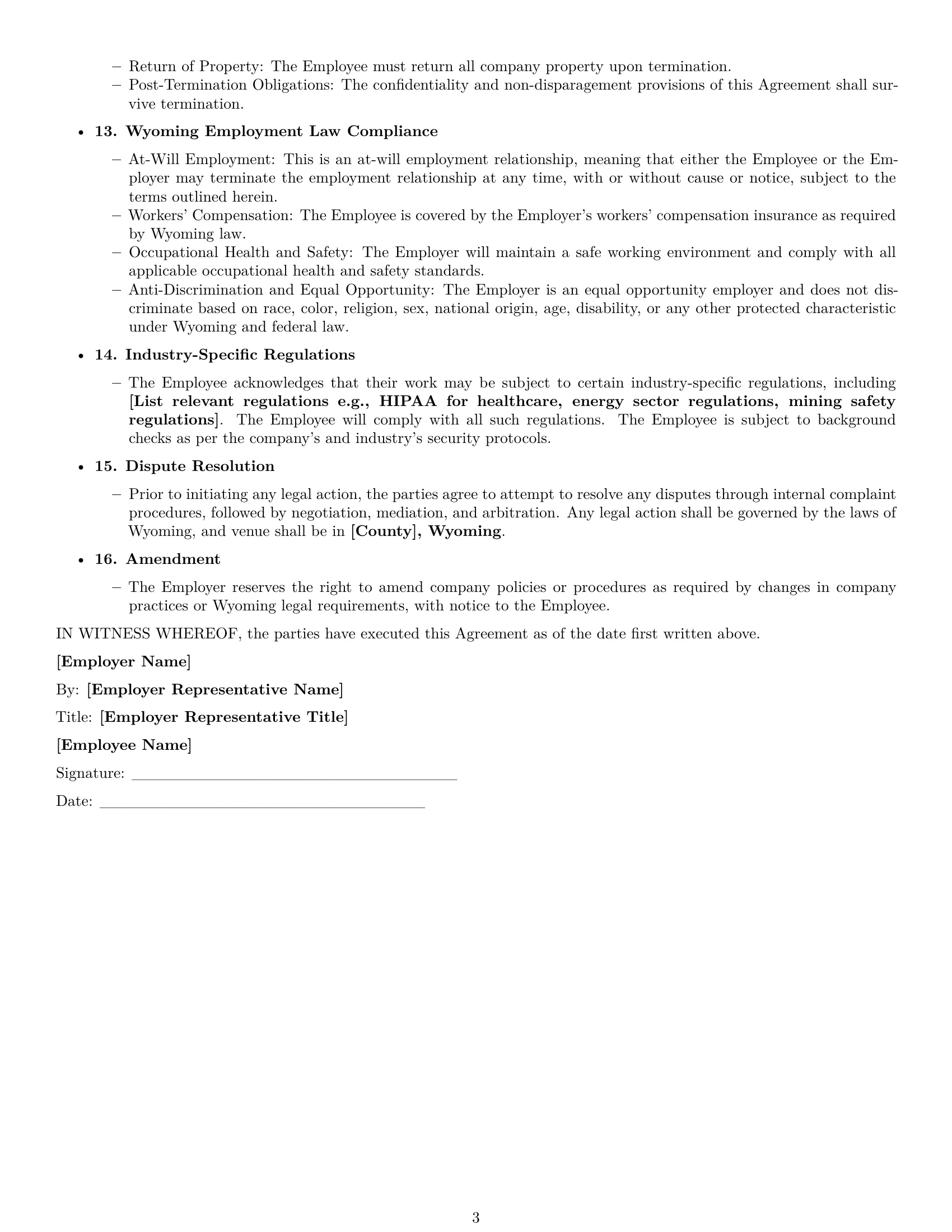 Preview page 3 of Free Wyoming technical support engineer employment contract template