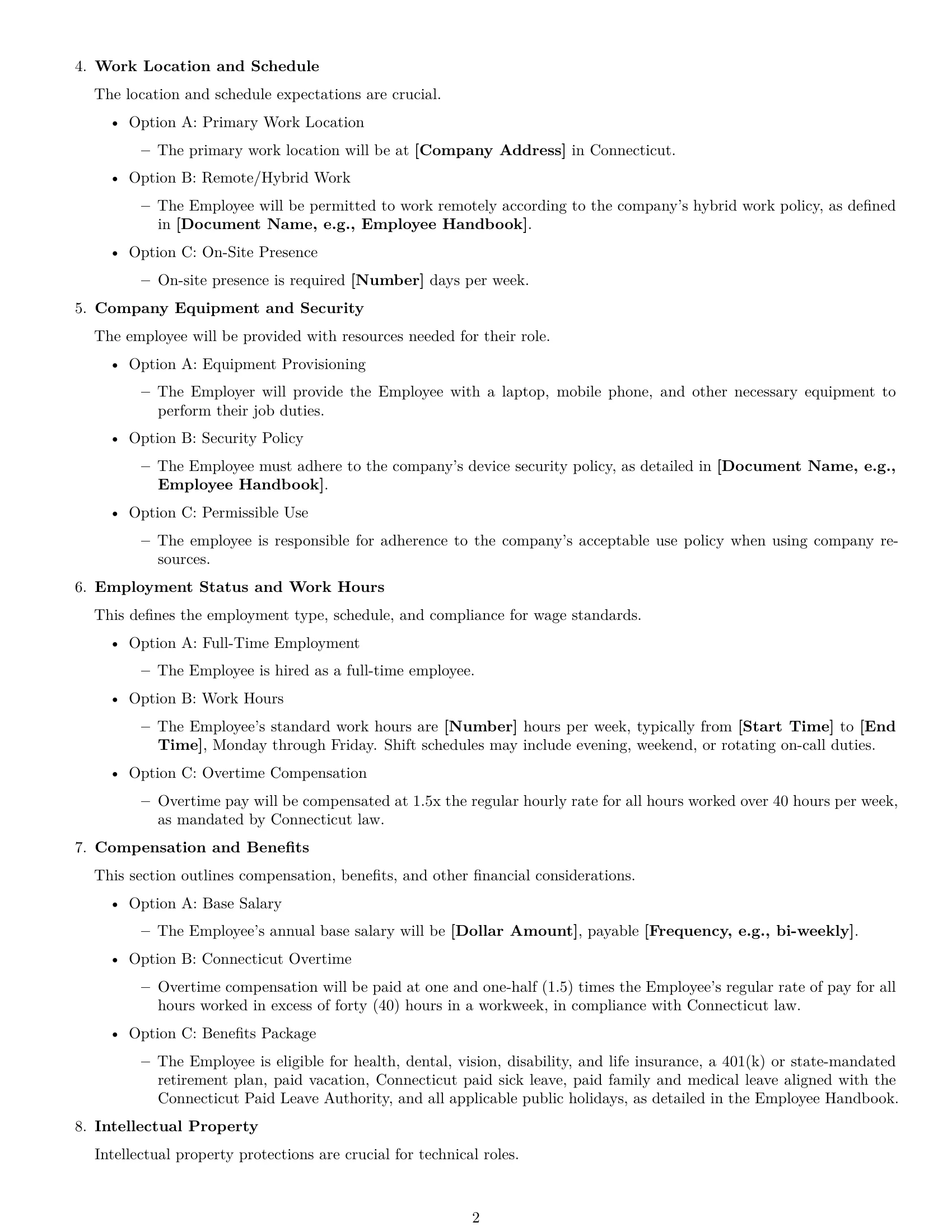 Preview page 2 of Free Connecticut technical support engineer employment contract template