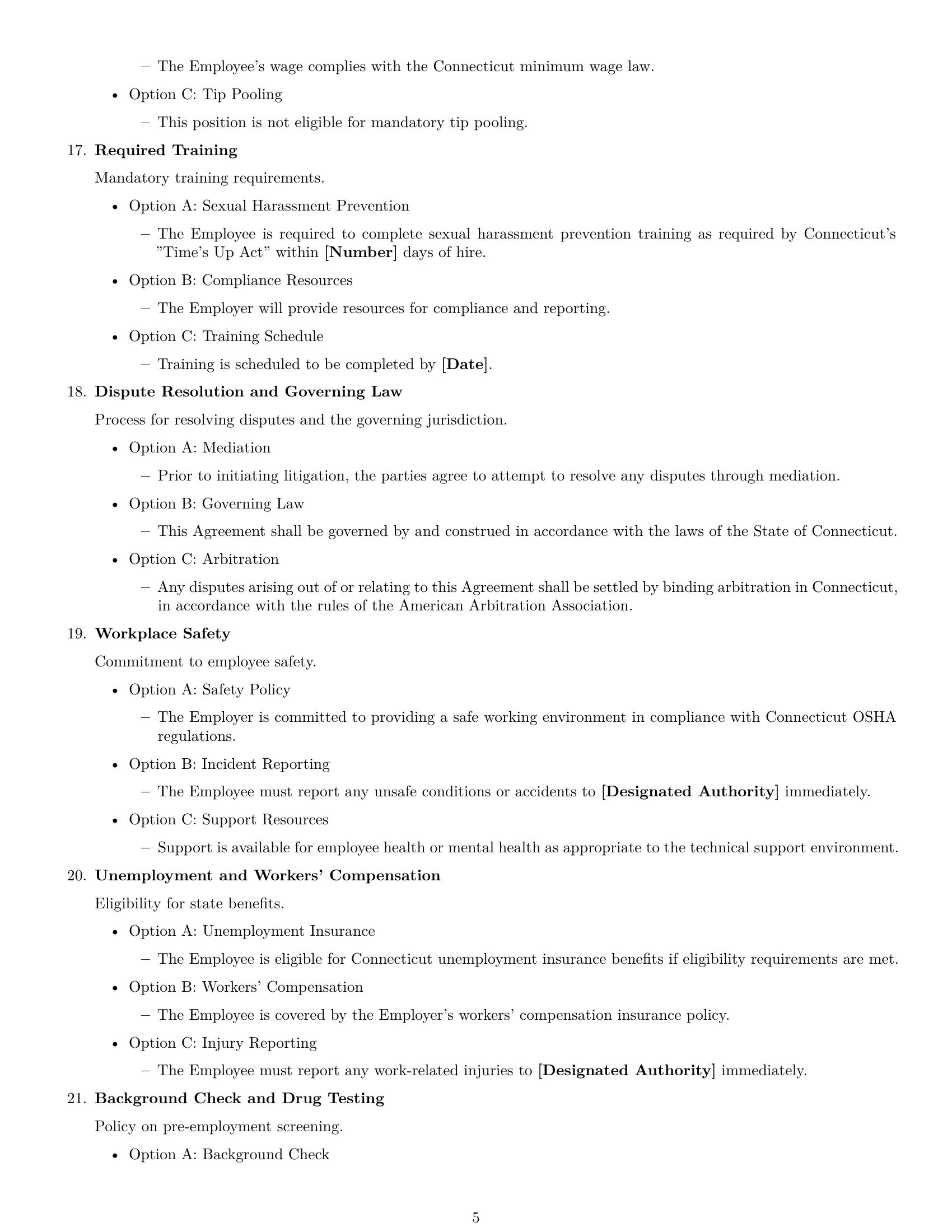 Preview page 5 of Free Connecticut technical support engineer employment contract template