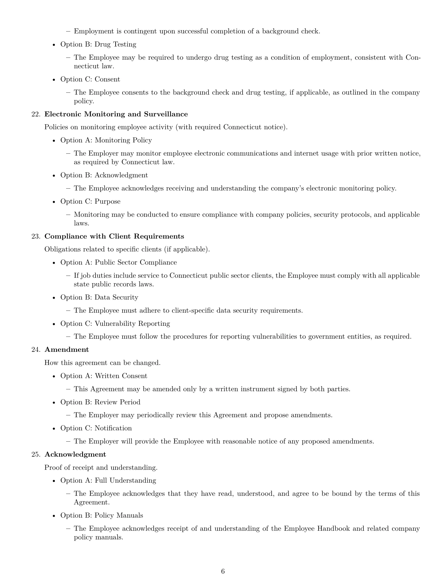 Preview page 6 of Free Connecticut technical support engineer employment contract template