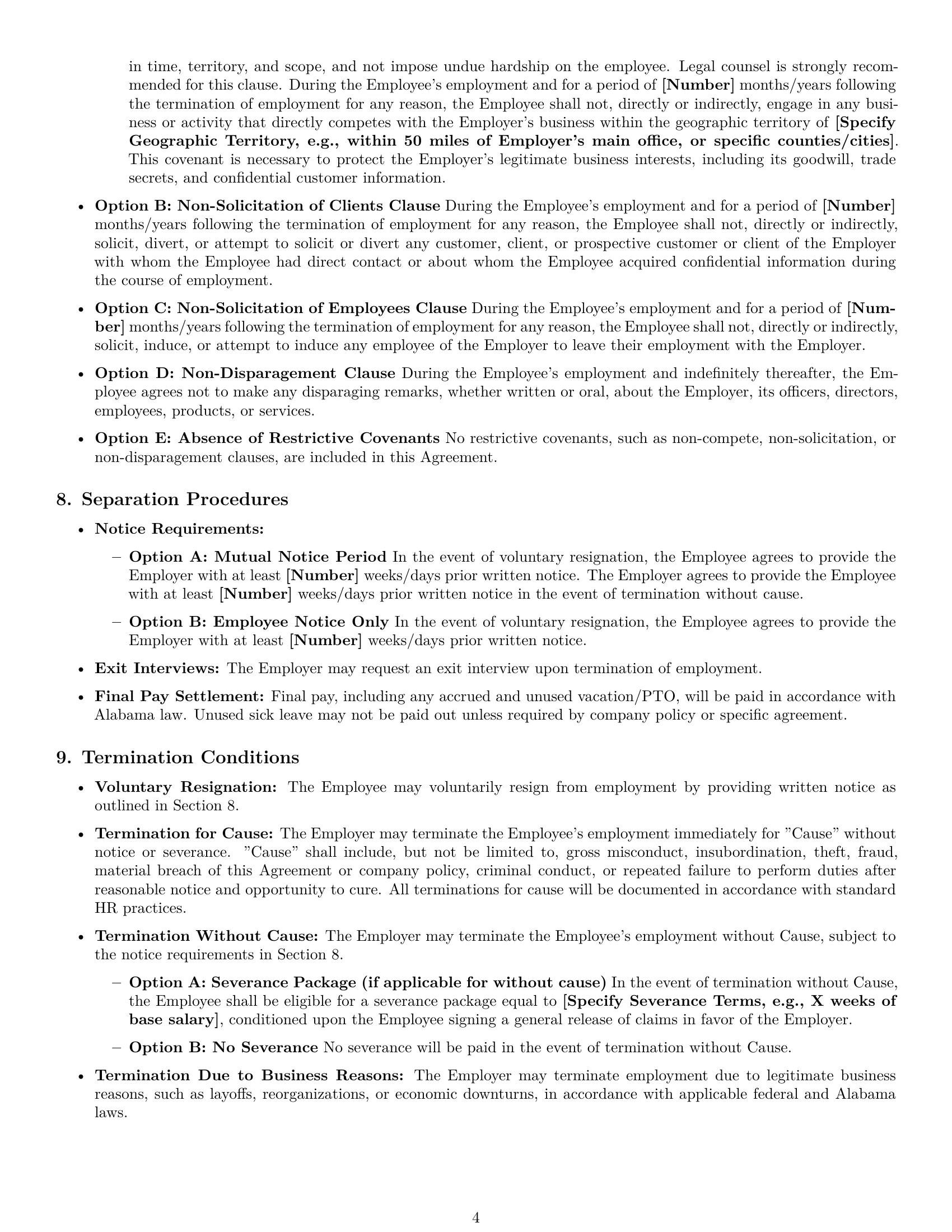 Preview page 4 of Pro Alabama employment contract template