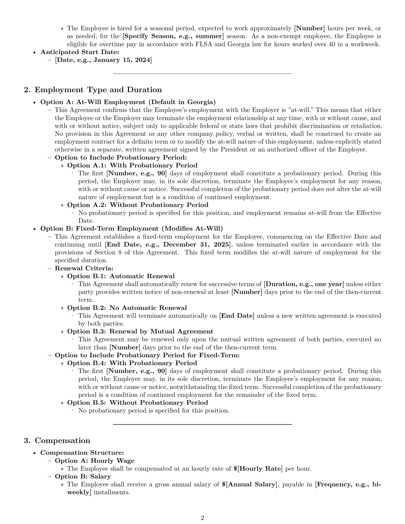 Preview page 2 of Pro Georgia employment contract template