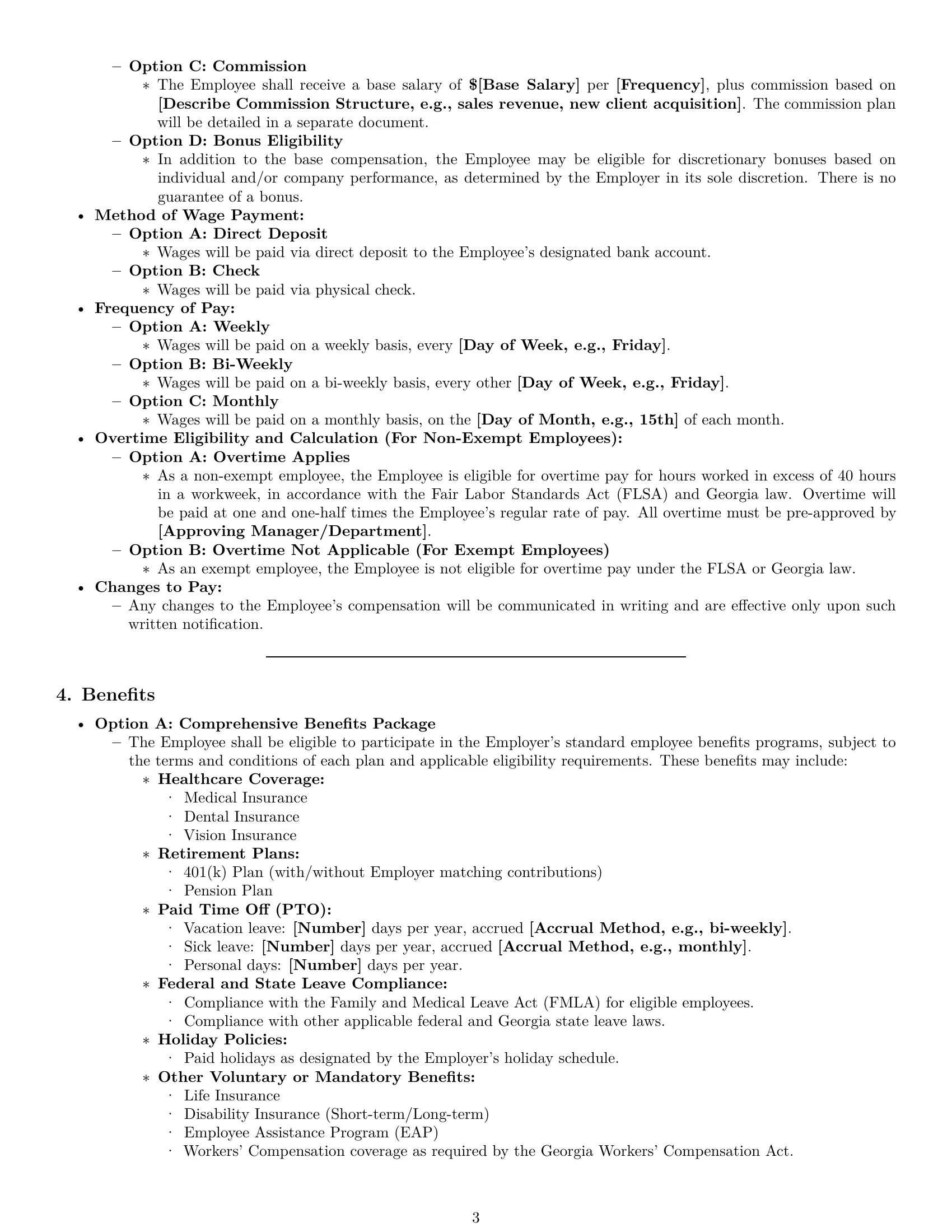 Preview page 3 of Pro Georgia employment contract template