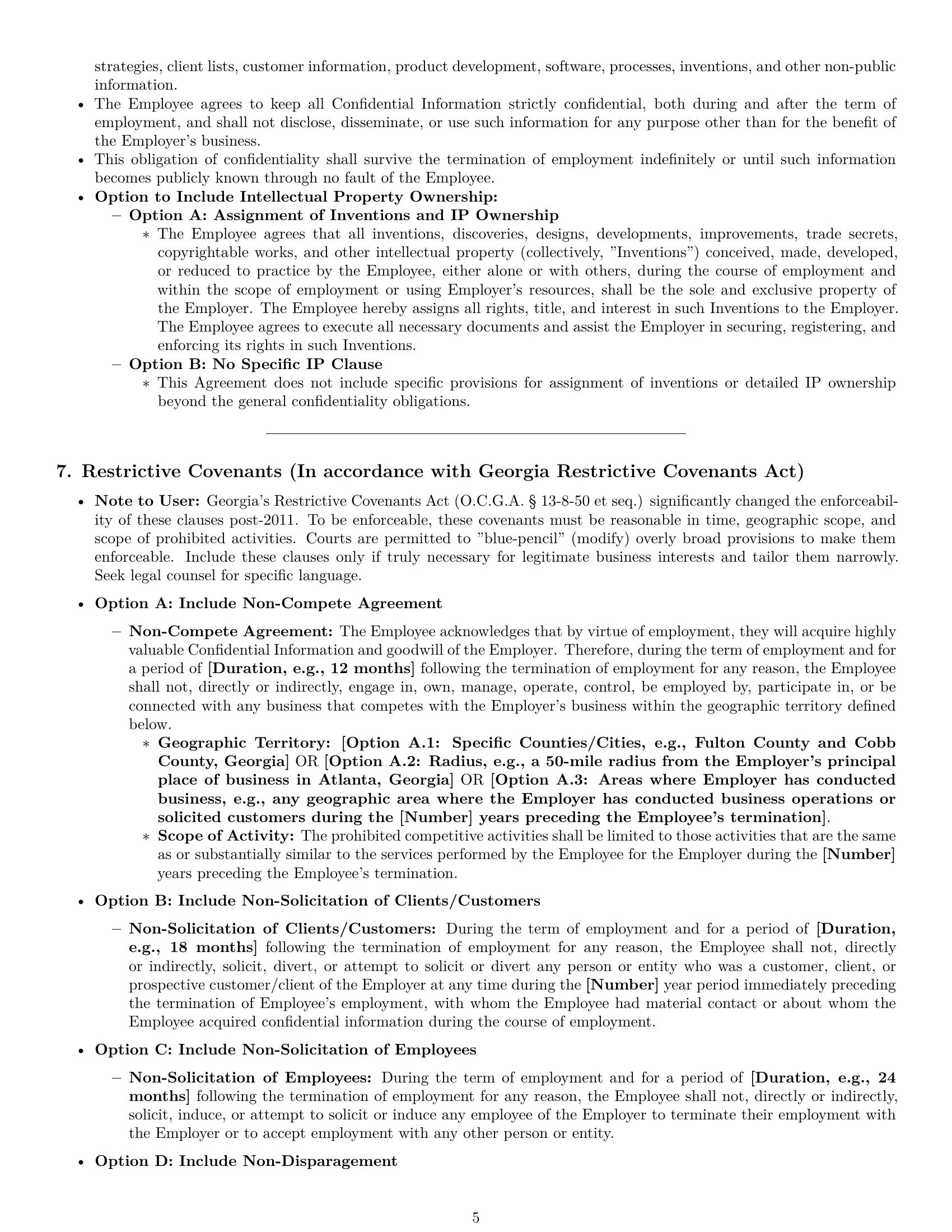 Preview page 5 of Pro Georgia employment contract template